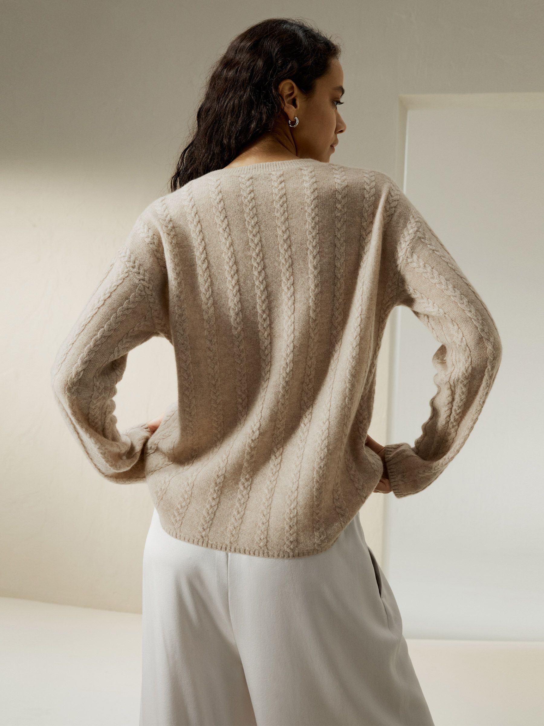 Semi-Sheer Cable-knit Cashmere Sweater