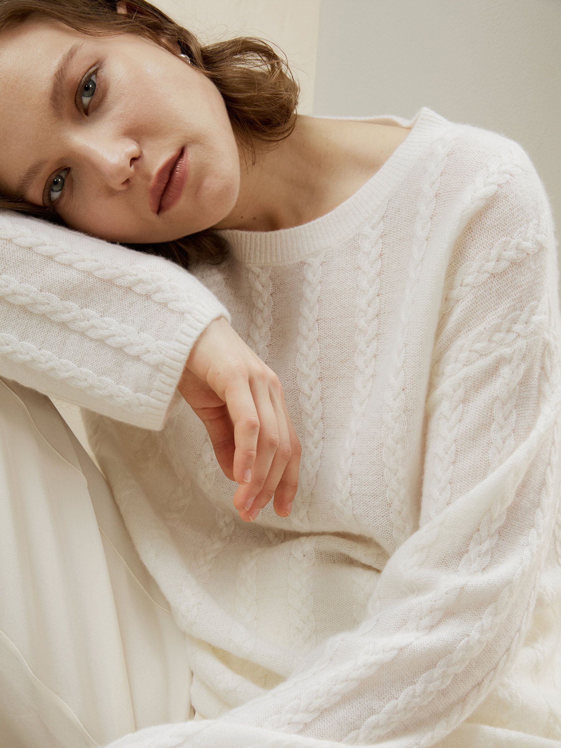 Semi-Sheer Cable-knit Cashmere Sweater