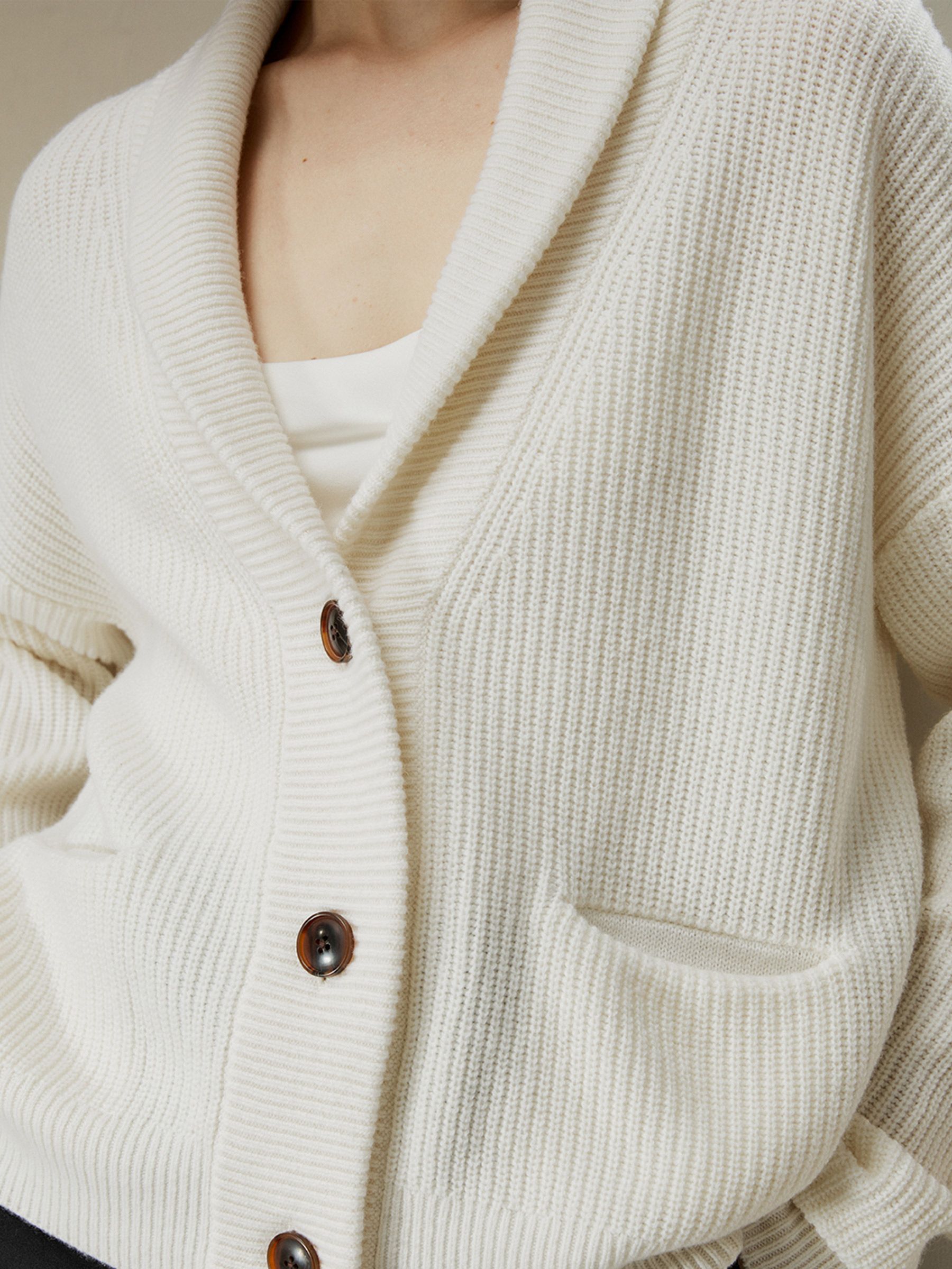 Wool-Cashmere Blend Shawl Collar Cardigan