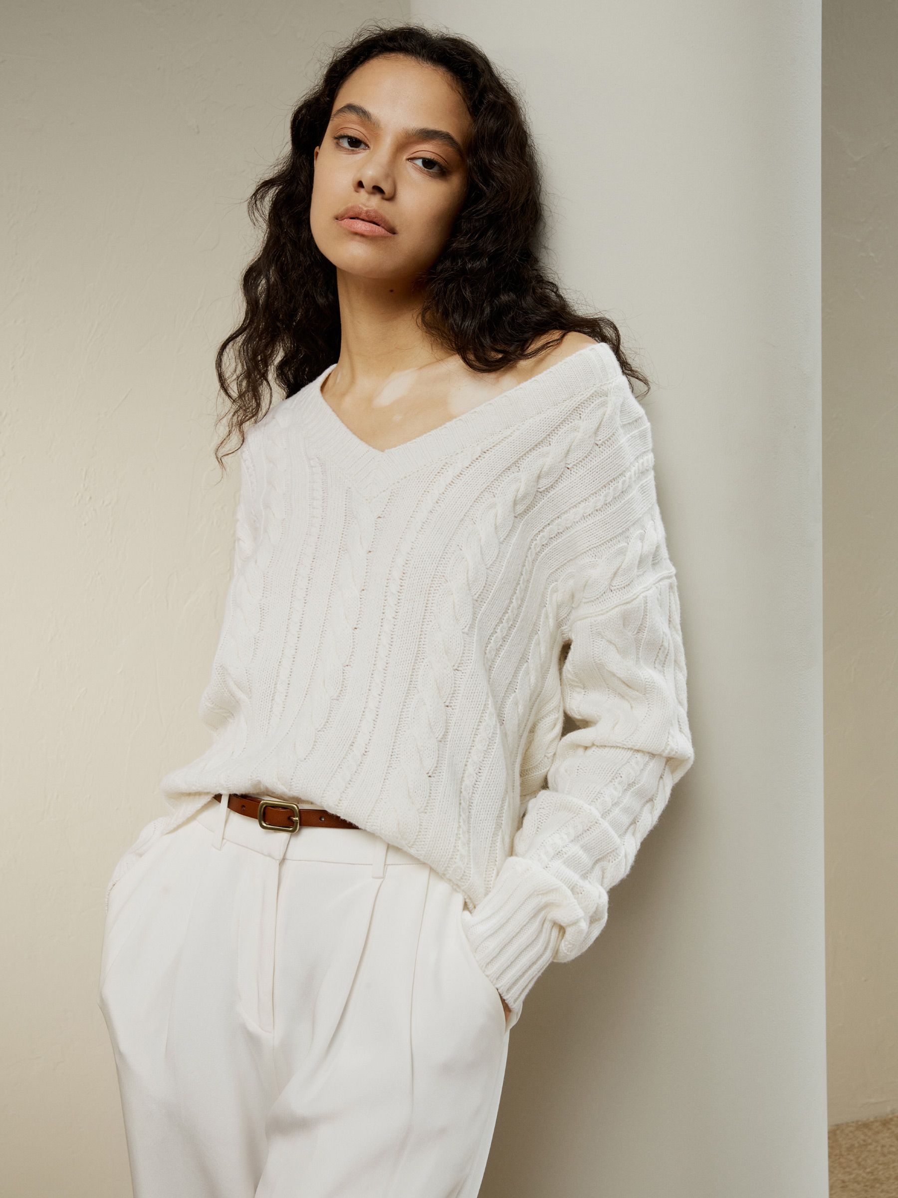 Cable-Knit Wool-Cashmere Blend Sweater