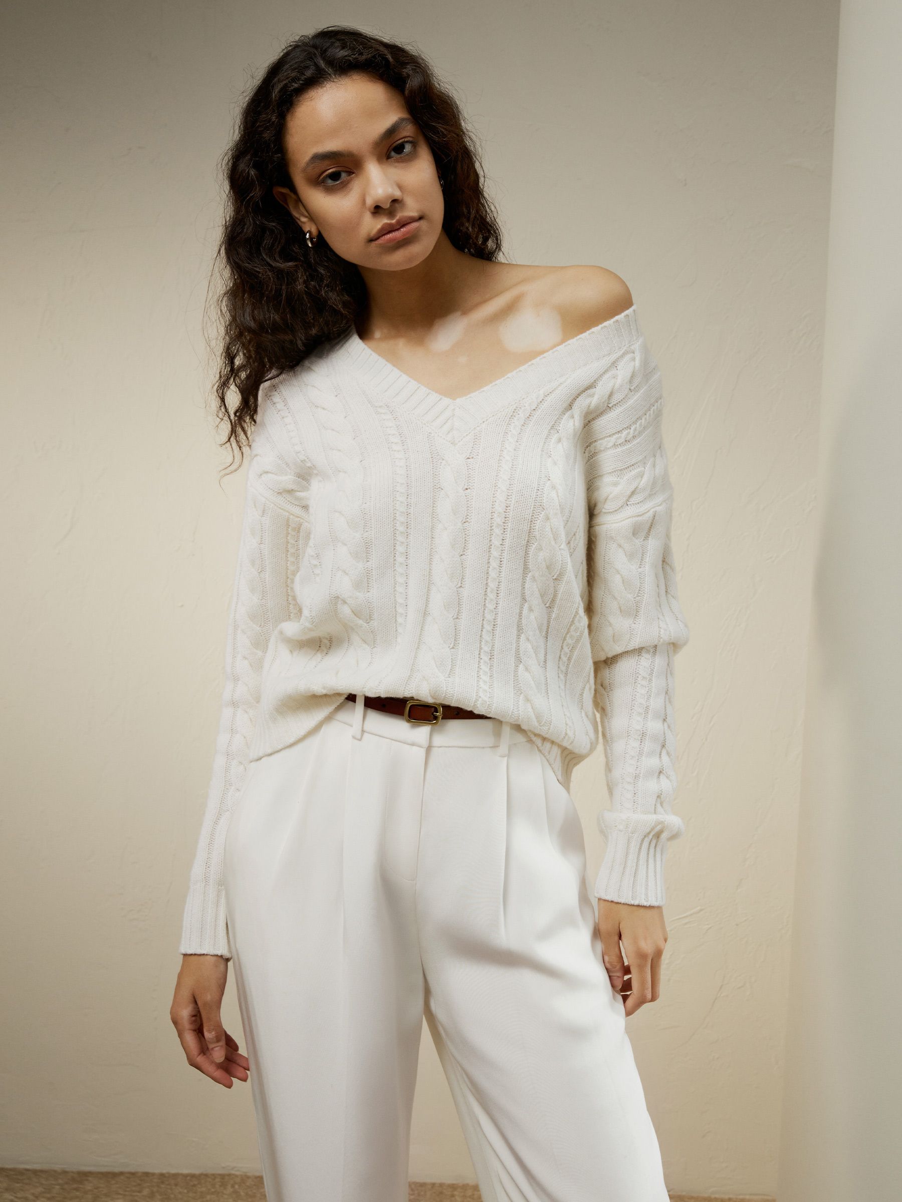 Cable-Knit Wool-Cashmere Blend Sweater