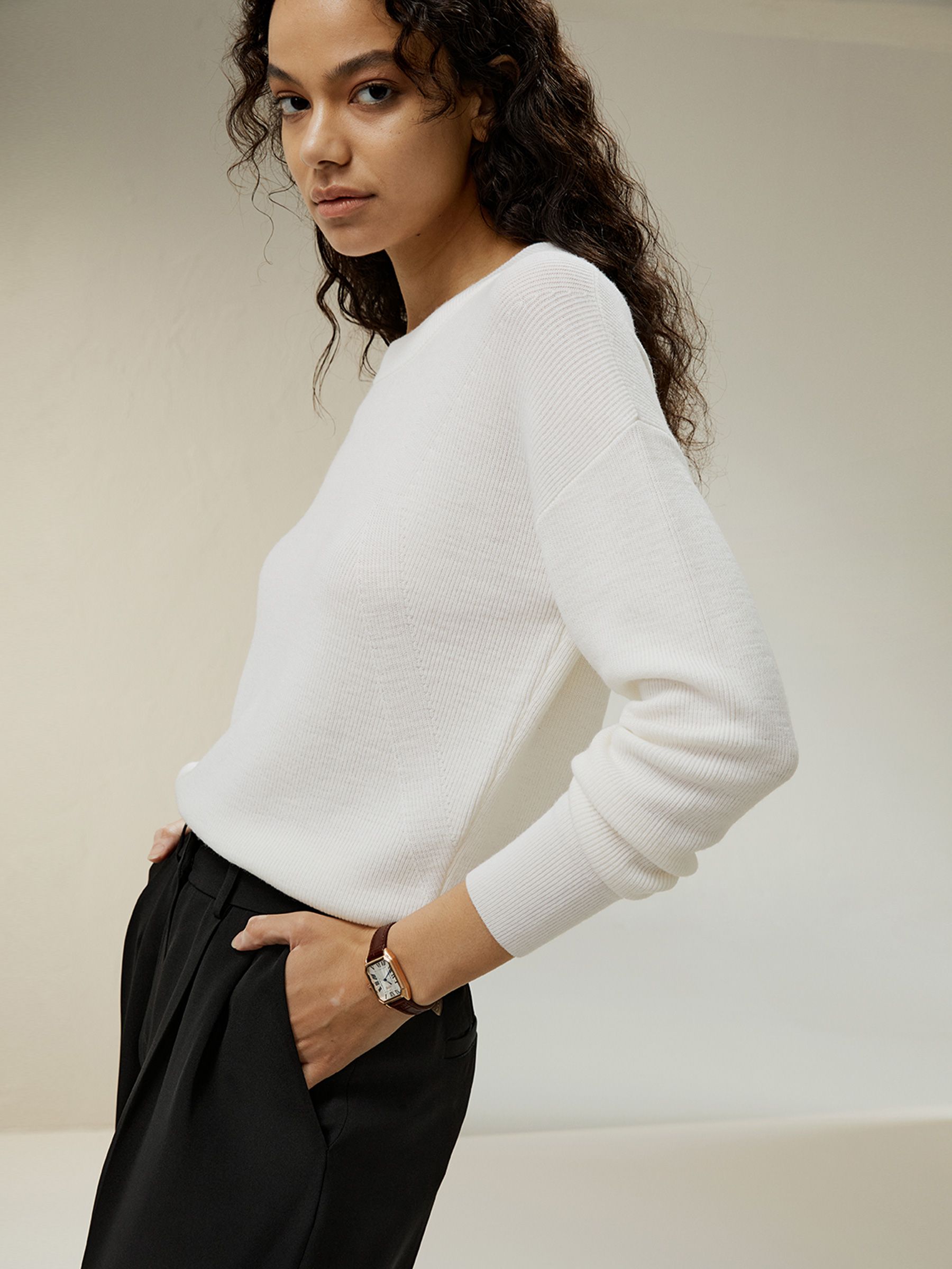 Ultrafin Merinould Sweater med Crew Neck