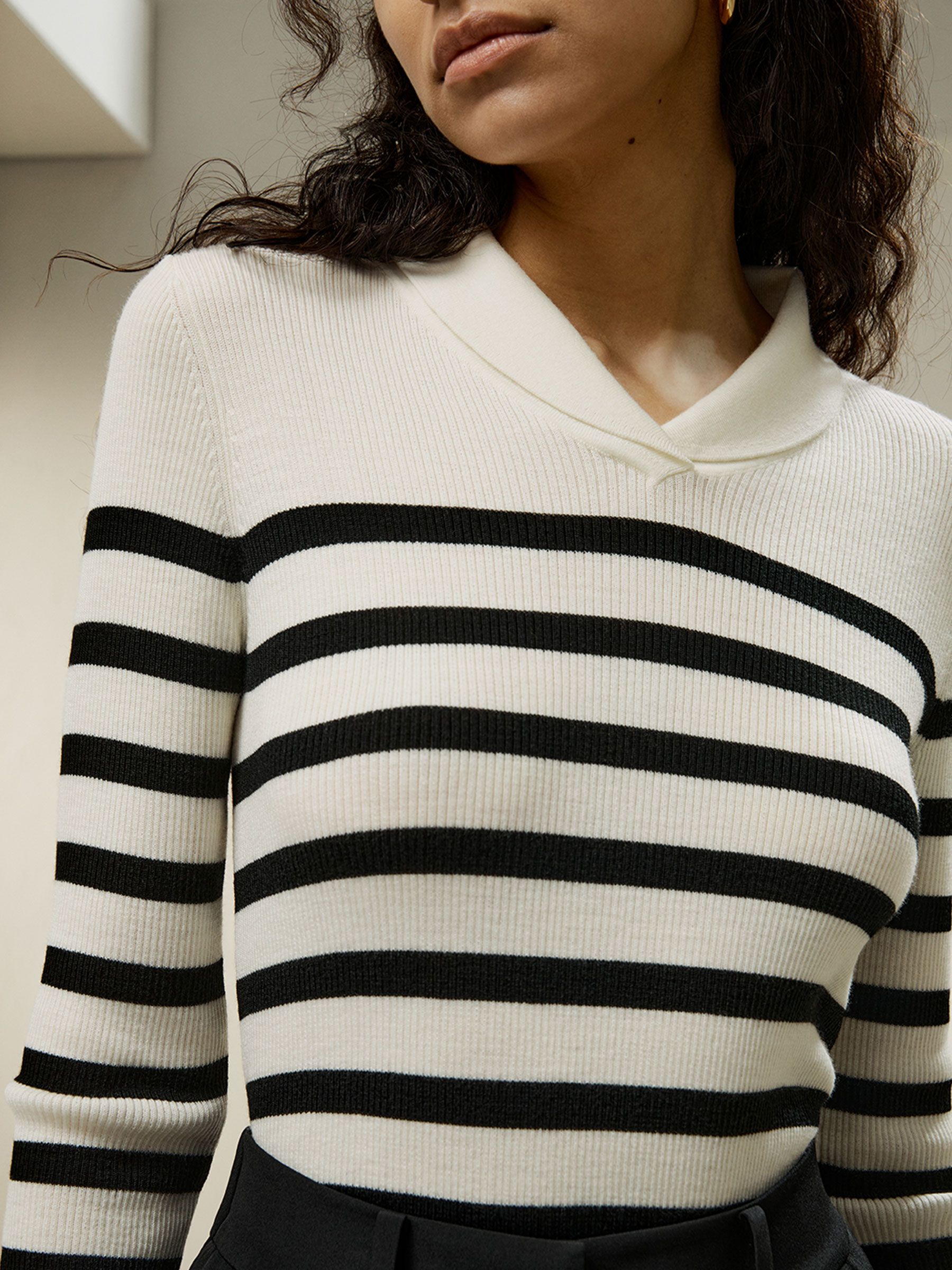 Maglione a righe in lana merino ultra-fine