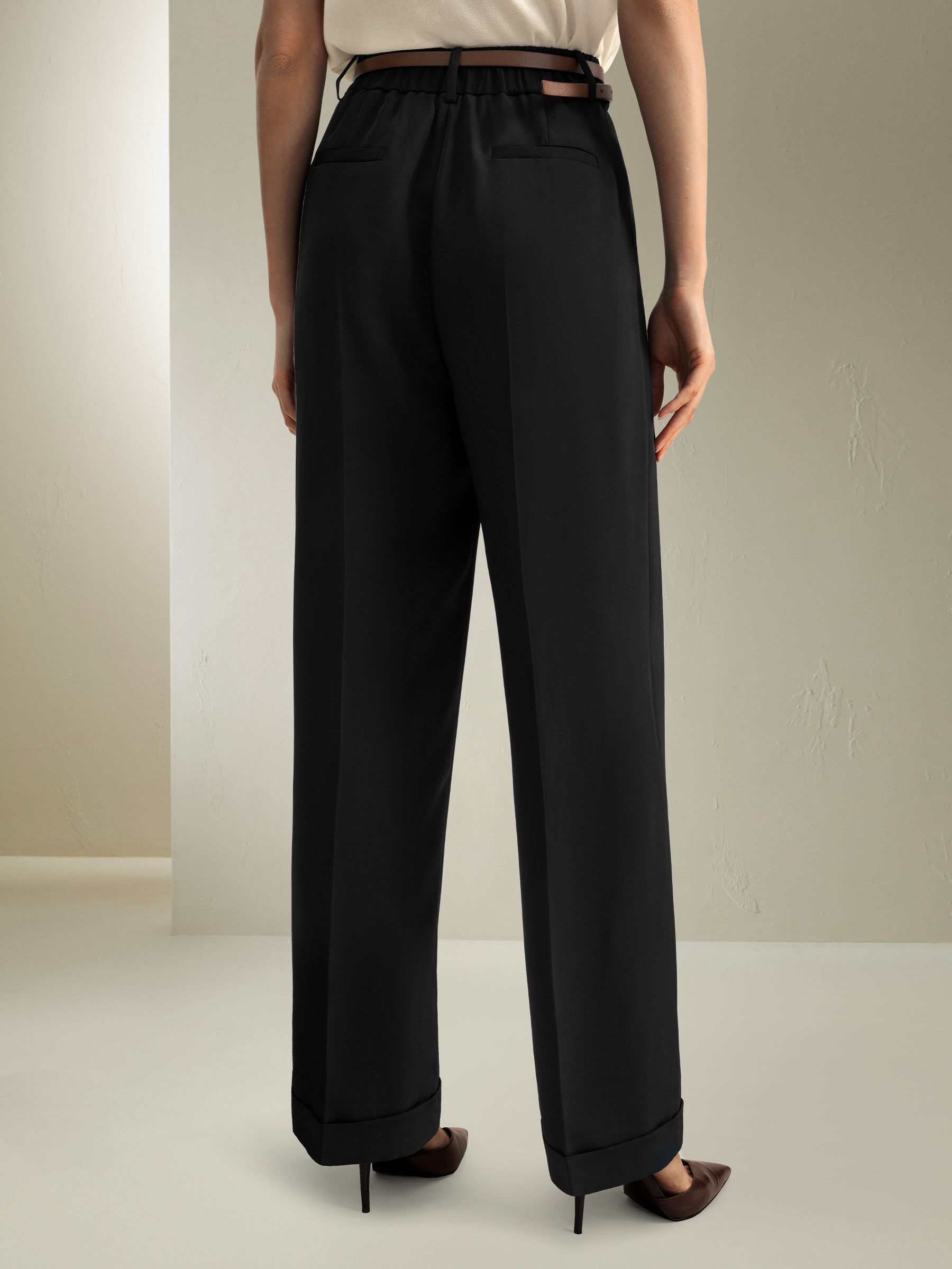 Timeless Pleated Wide-Leg Dense Silk Trousers