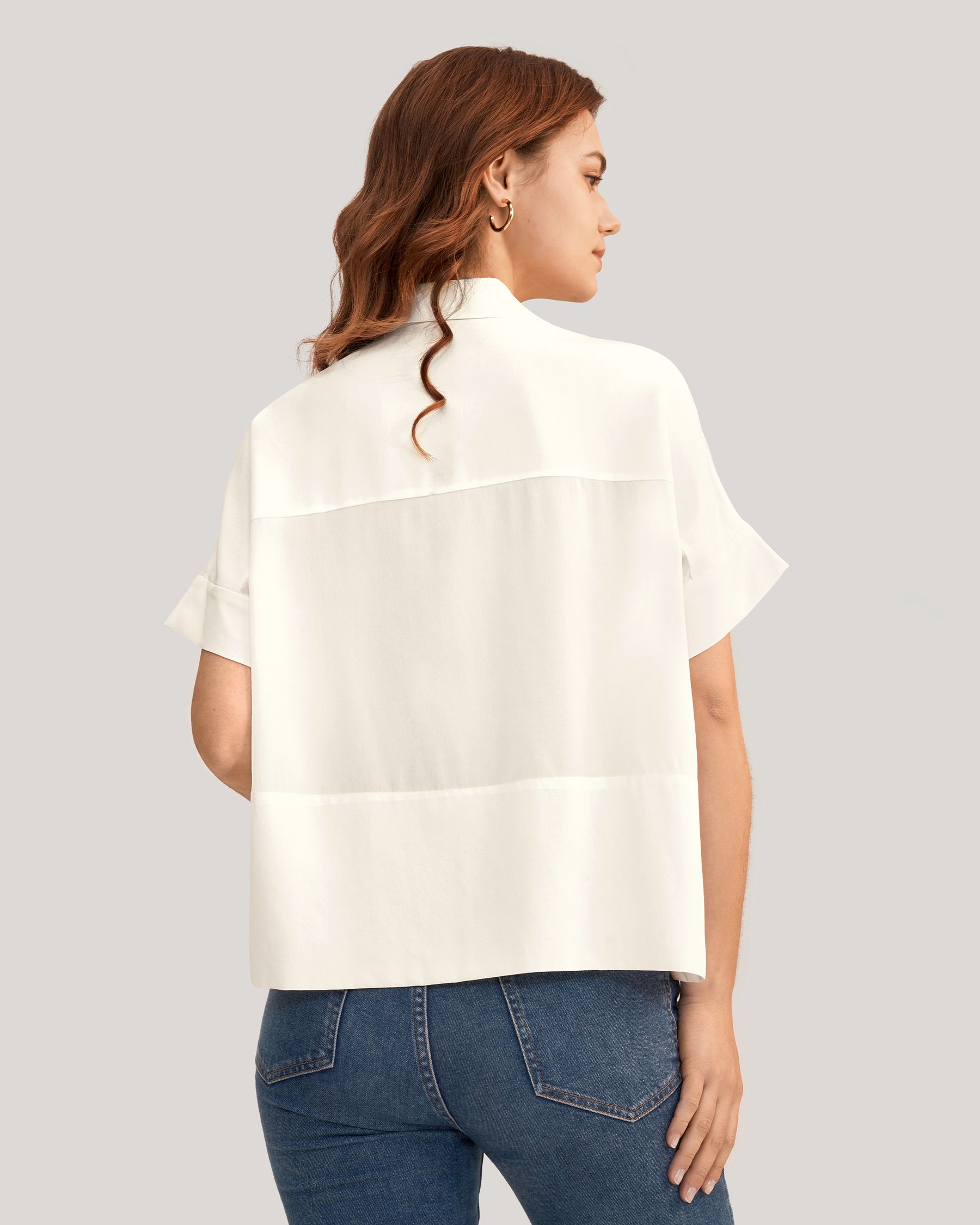 Women Casual Short Sleeves Loose Silk T-Shirt