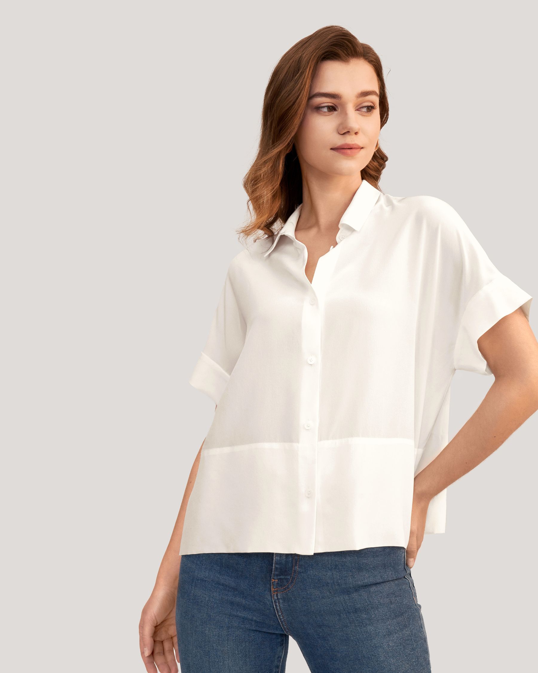 Women Casual Short Sleeves Loose Silk T-Shirt