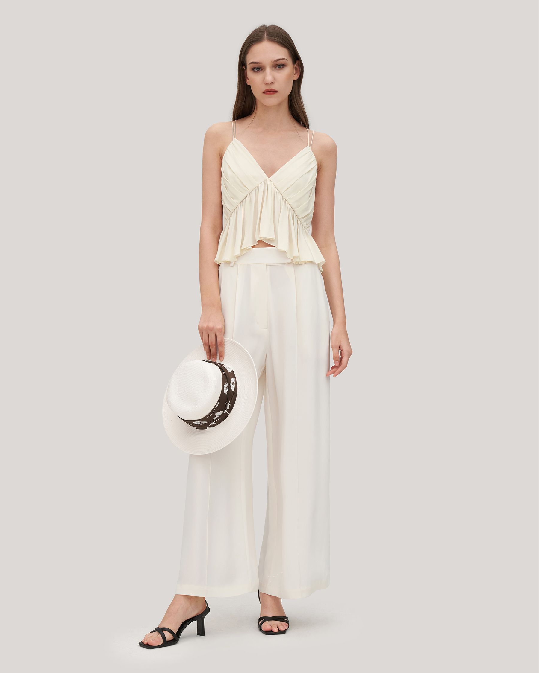 Versatile Pleated Silk Magnolia Camisole