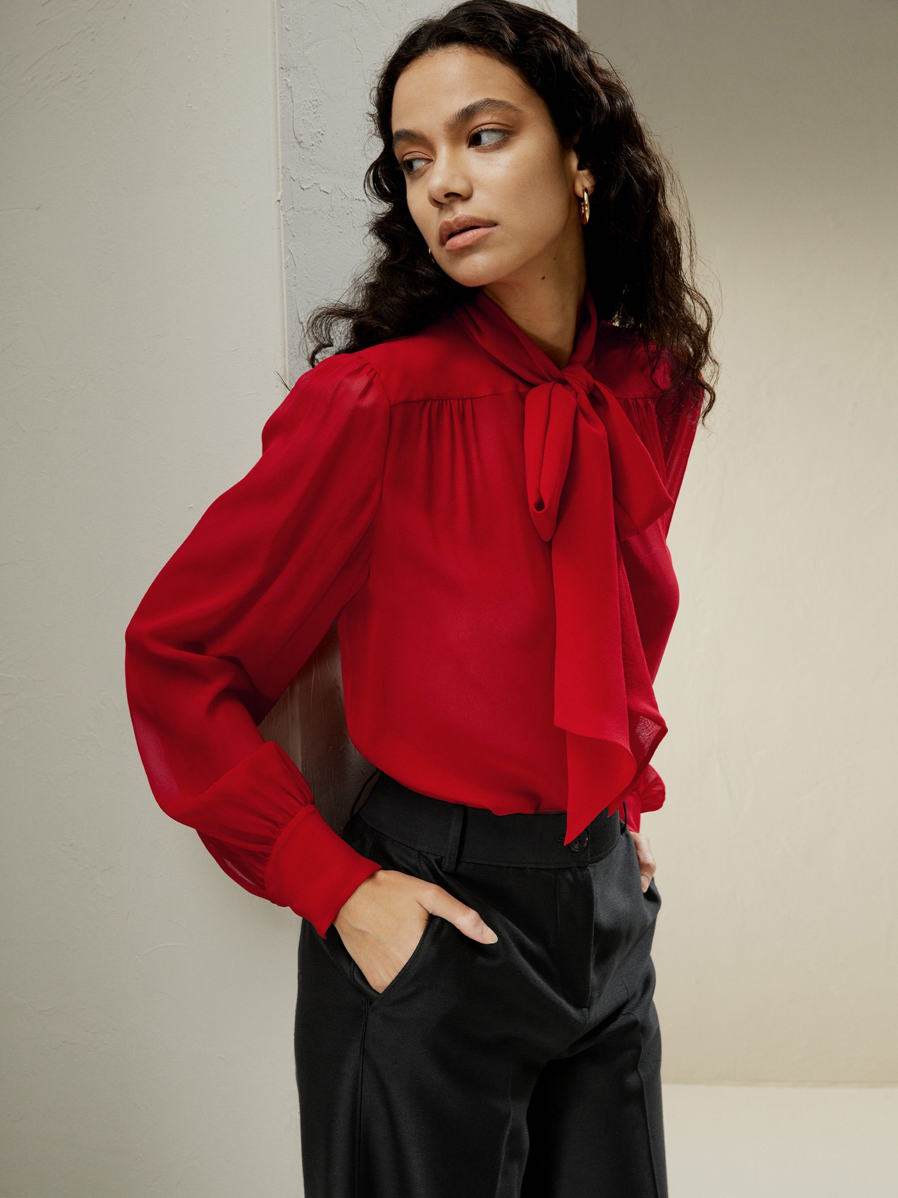 Bow Tie Silk Jasmine Blouse For Women