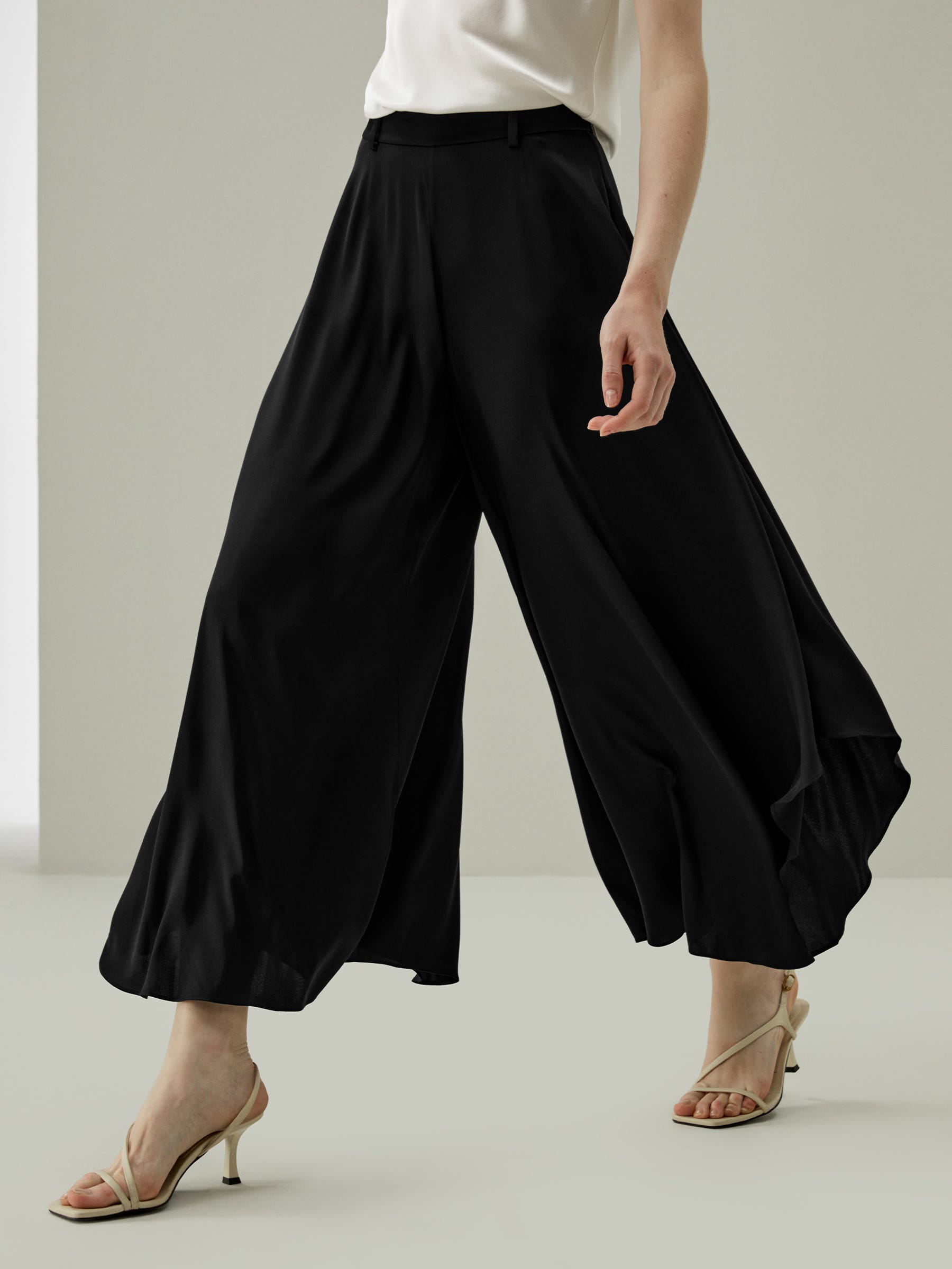 Wide-Legged Silk Fig Pants