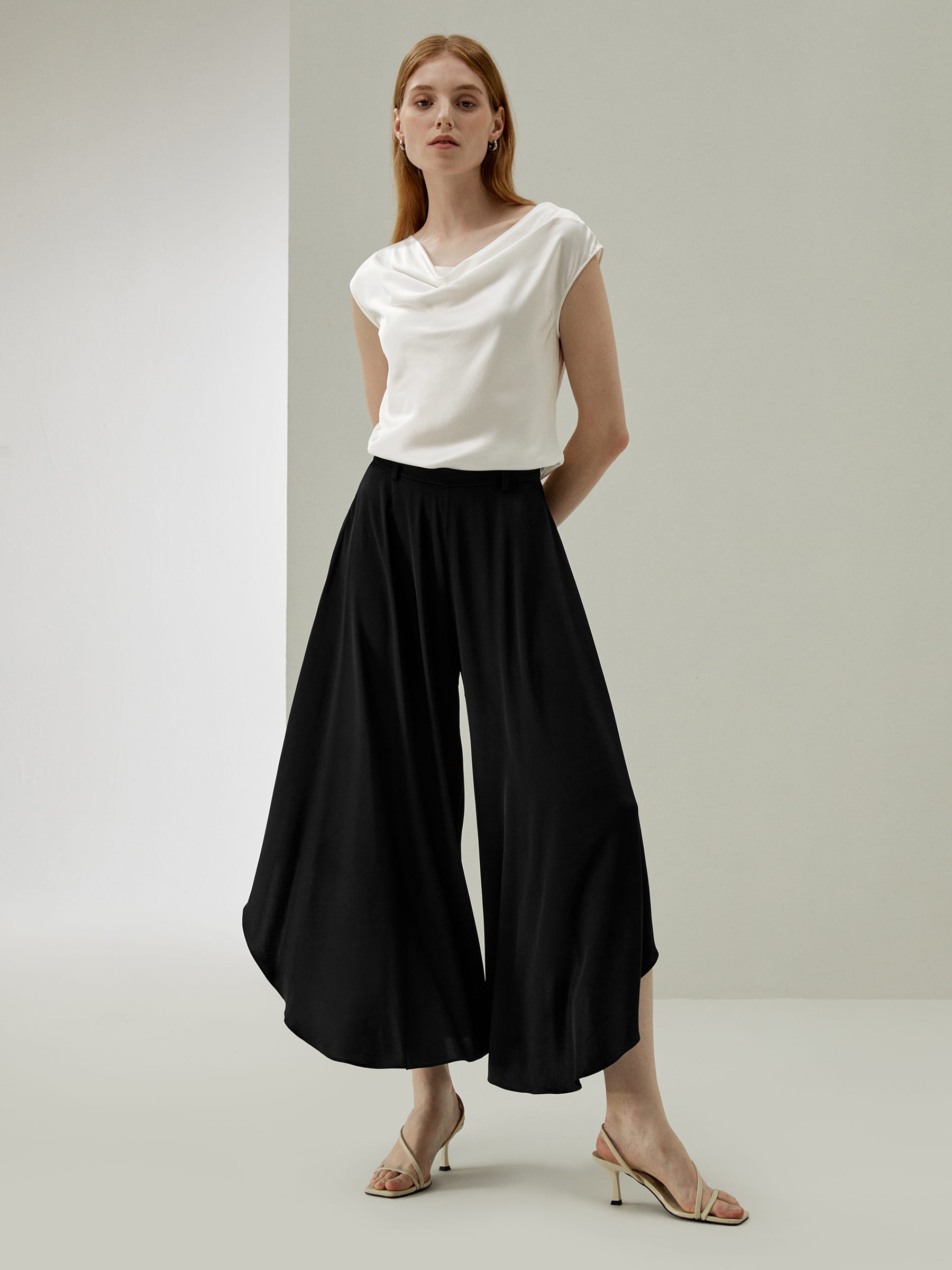 Wide-Legged Silk Fig Pants