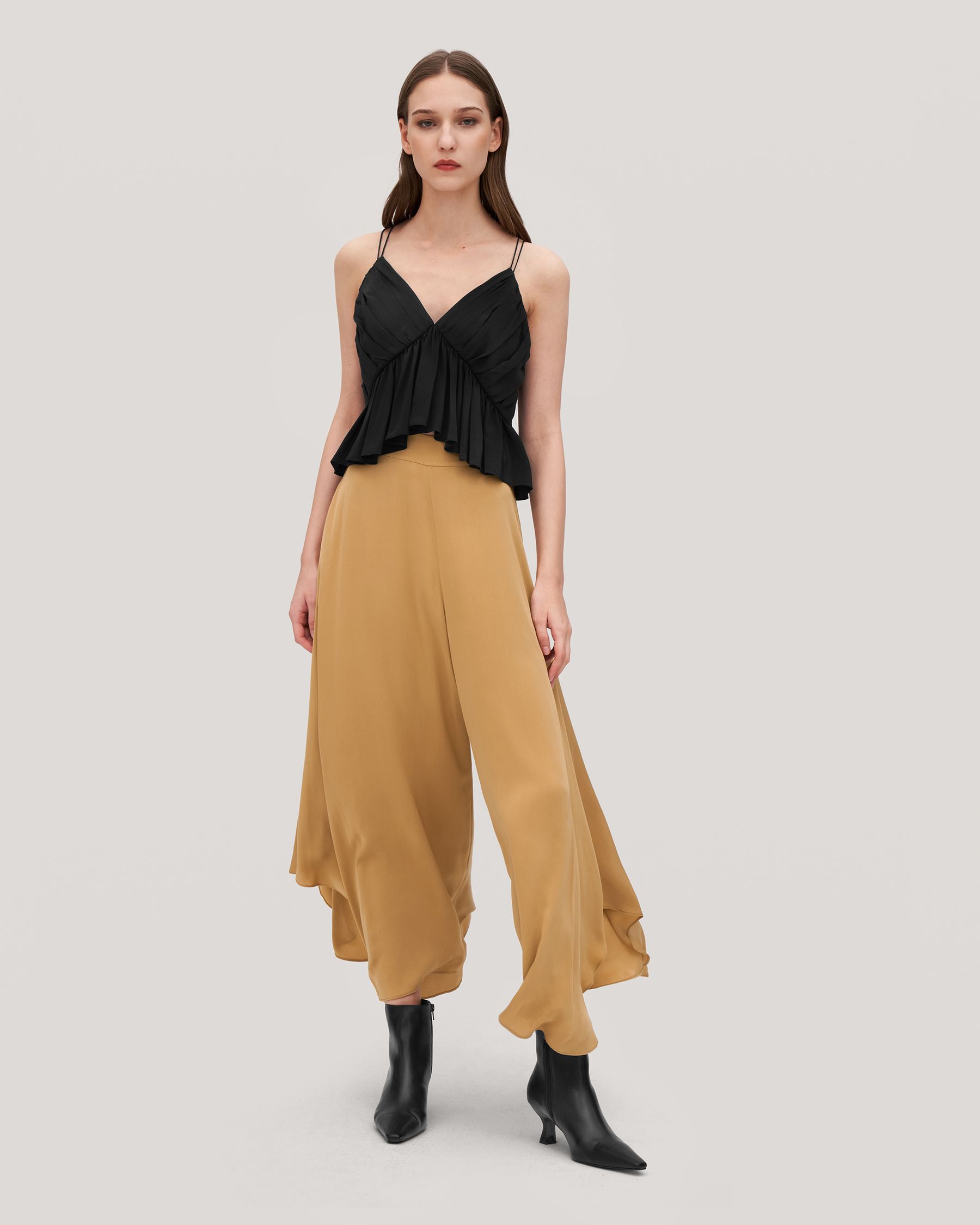 Wide-Legged Silk Fig Pants