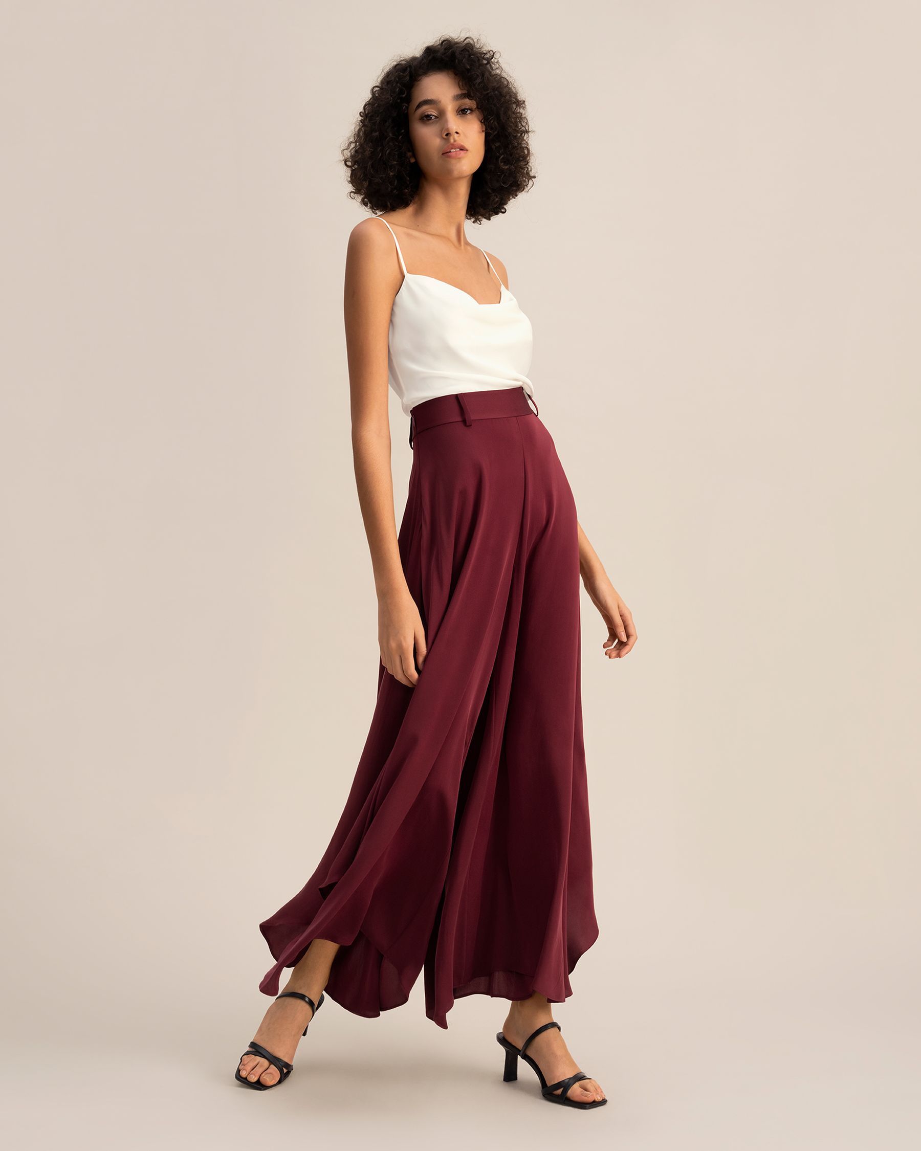 Wide-Legged Silk Fig Pants