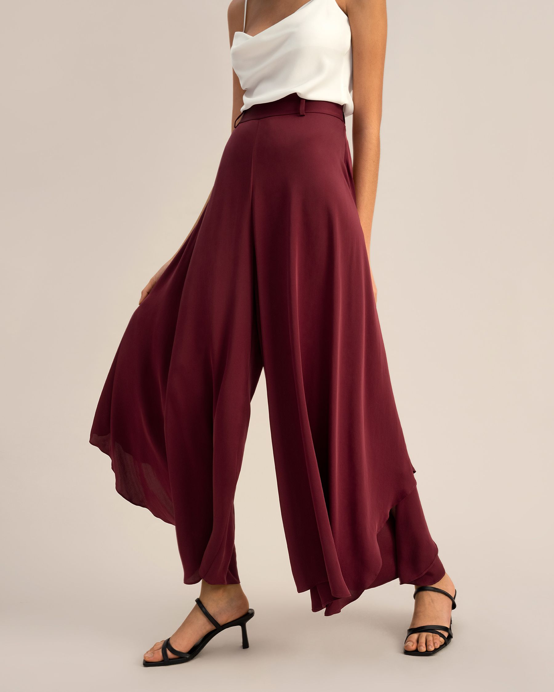 Wide-Legged Silk Fig Pants