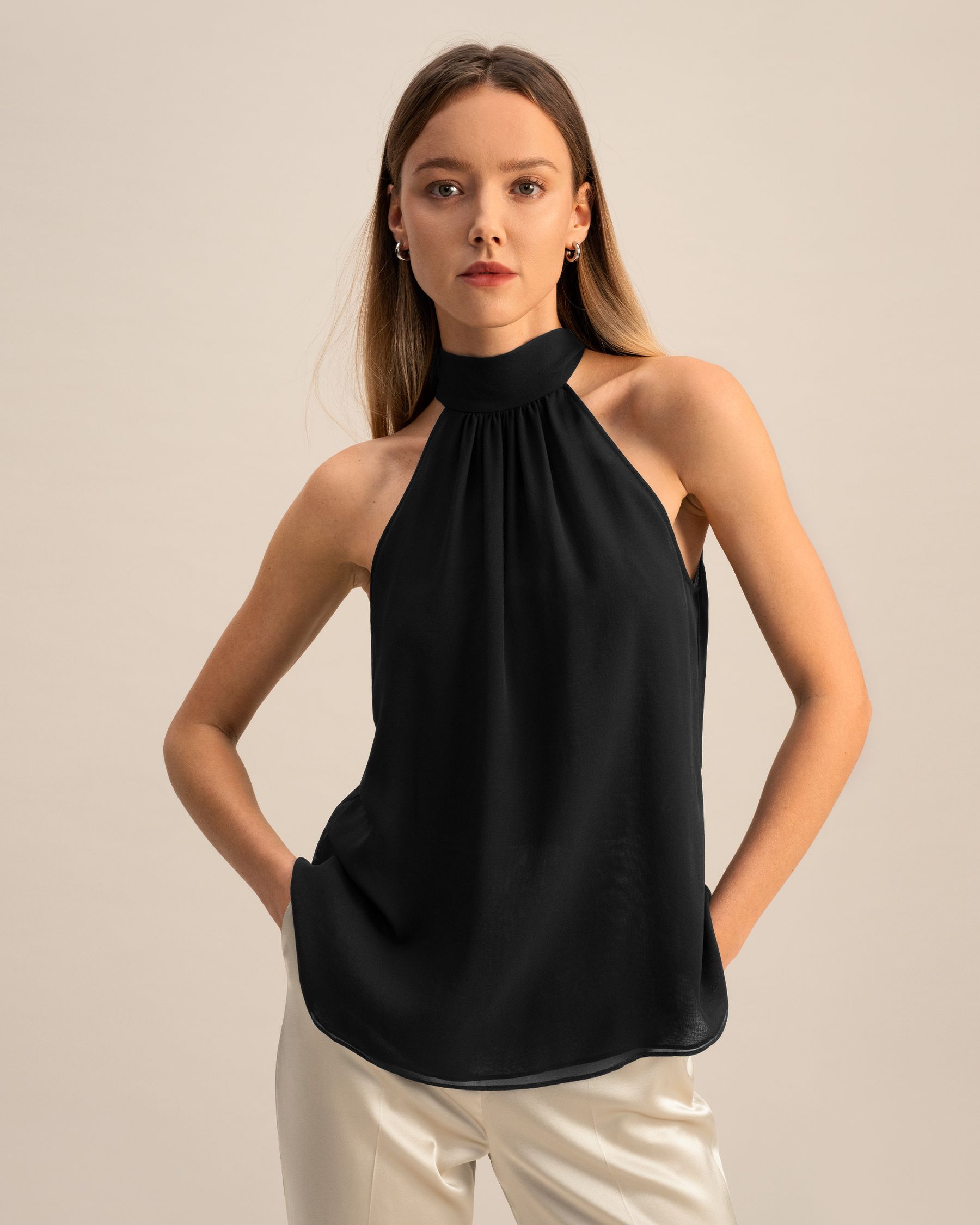 Seidengeorgette Top mit Neckholder