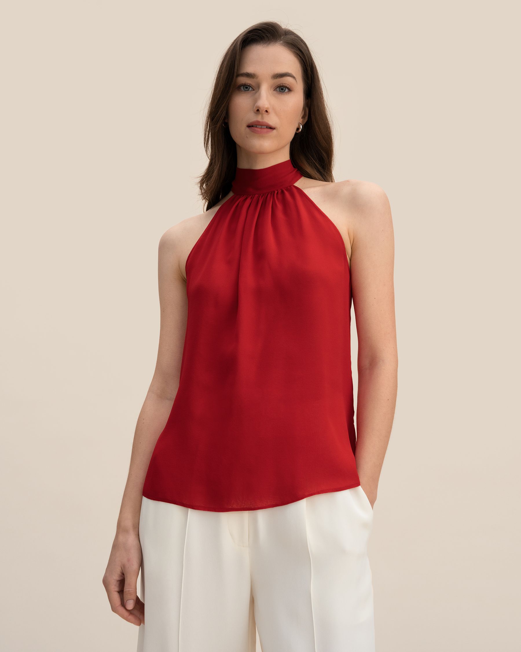 Seidengeorgette Top mit Neckholder