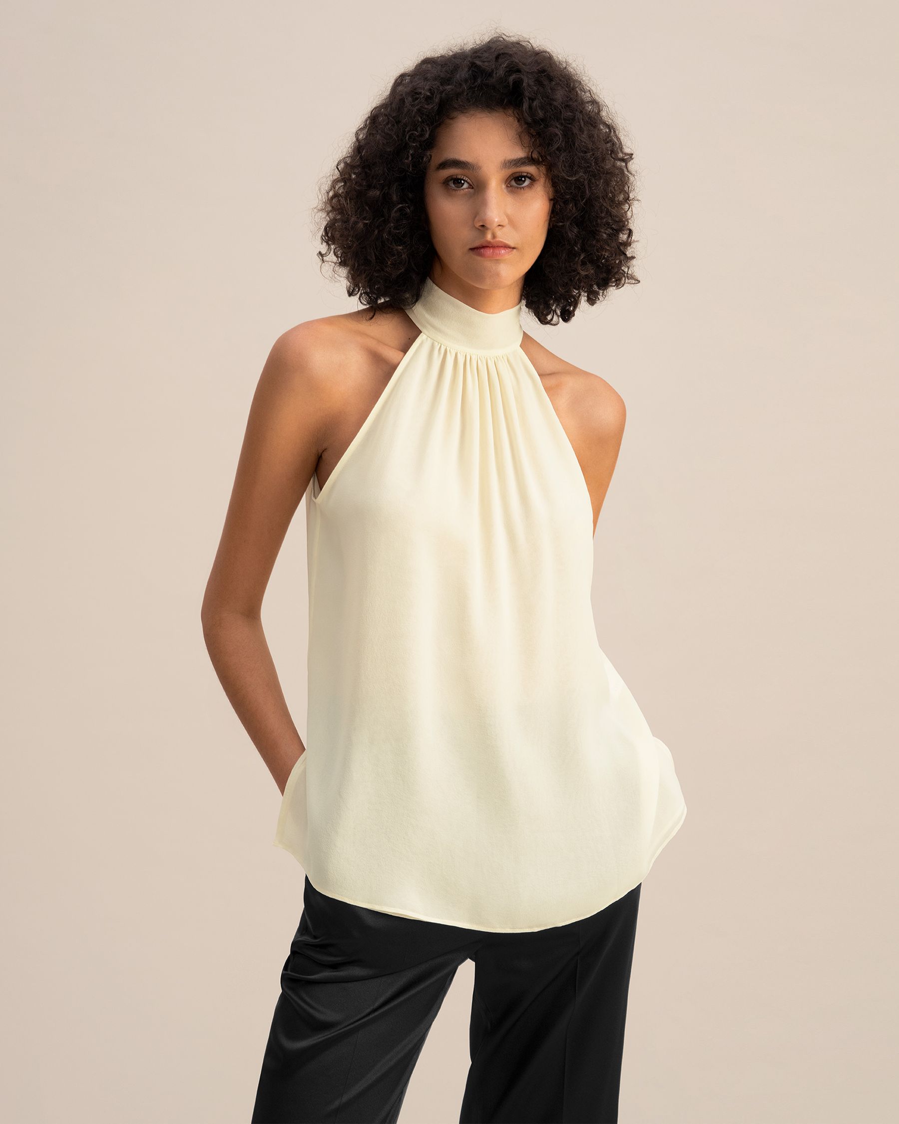 Silk Georgette Halter Neck Top