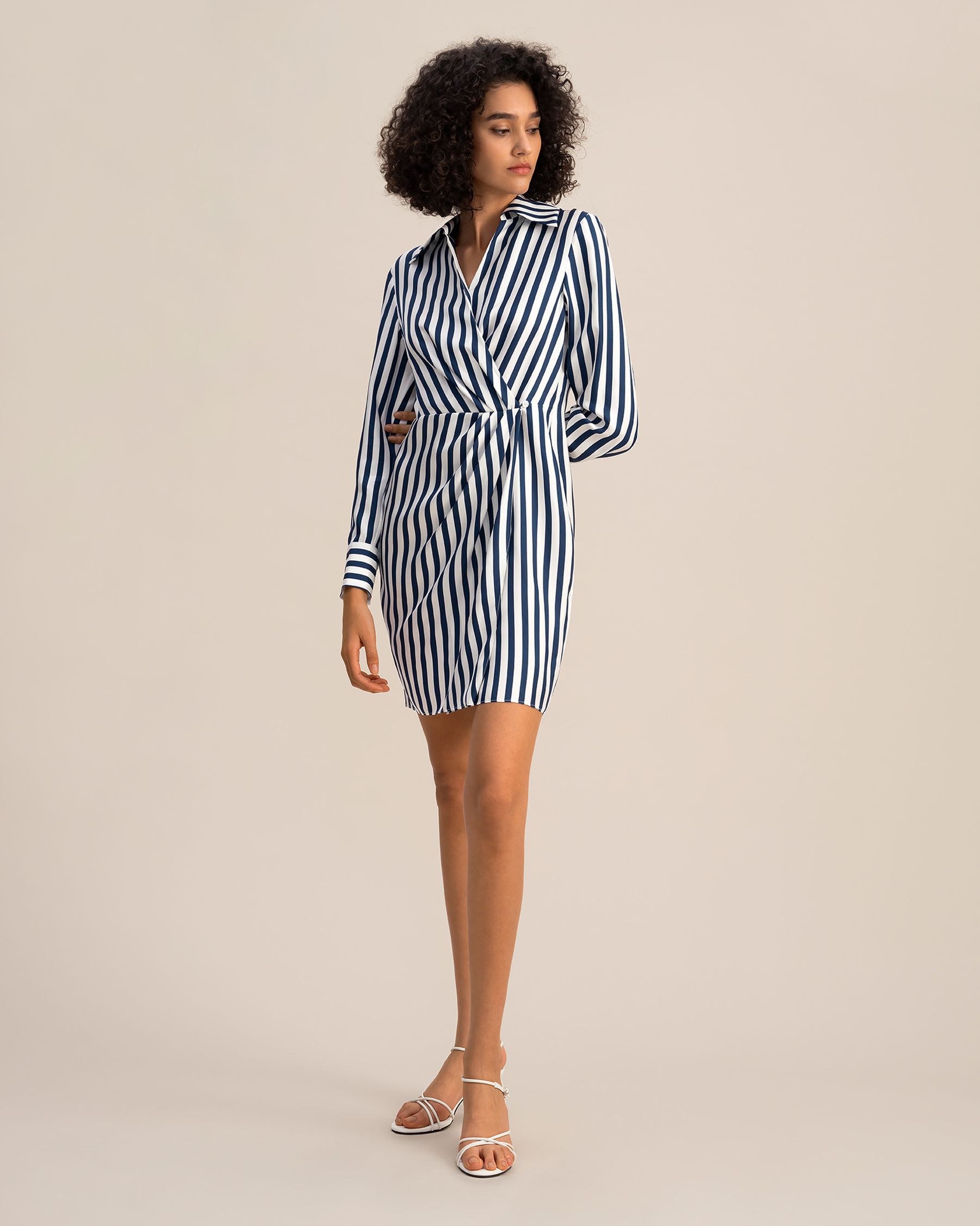 Amalfi Stripe Wrap Silk Shirtdress