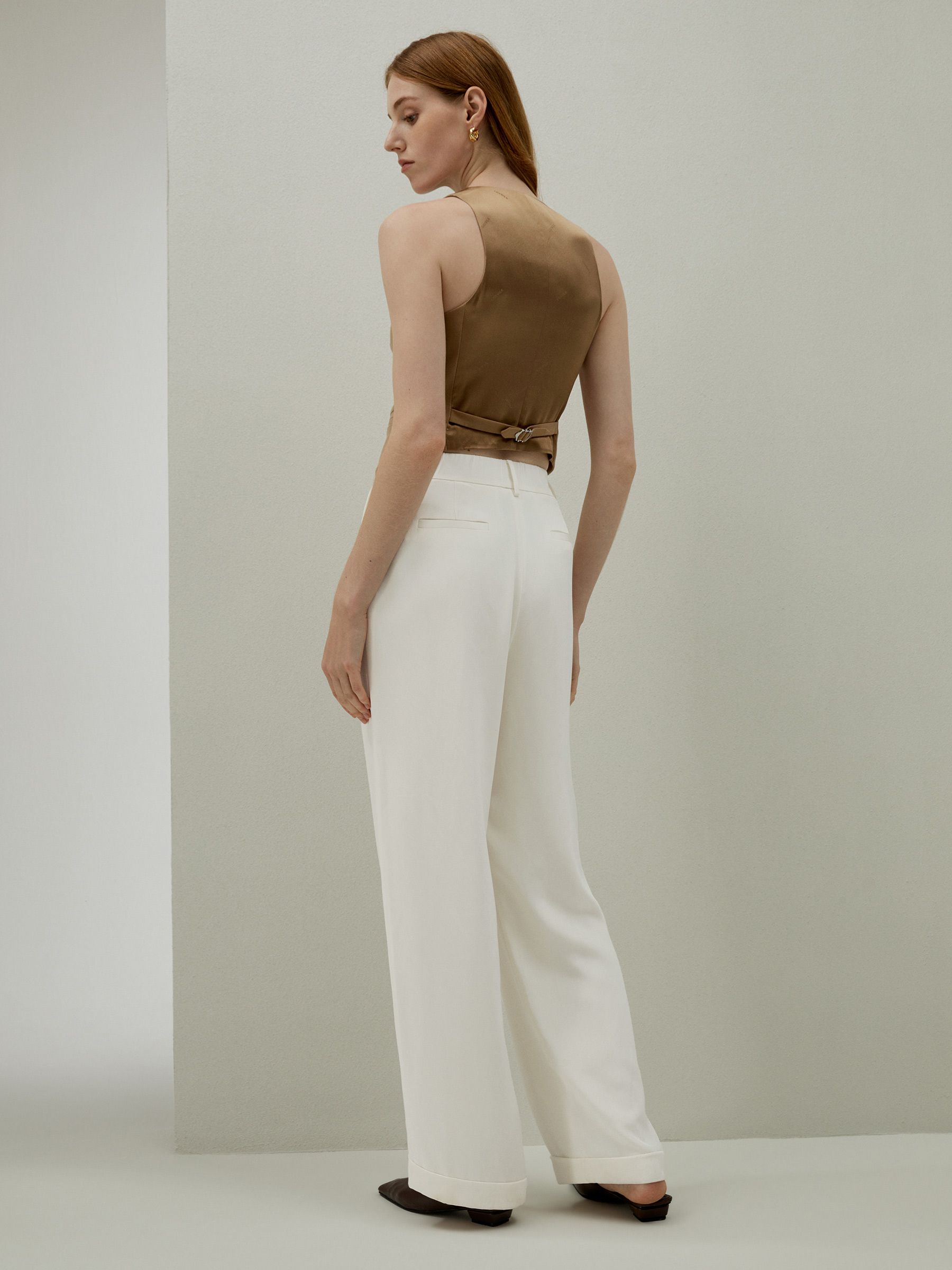 Timeless Pleated Wide-Leg Dense Silk Trousers