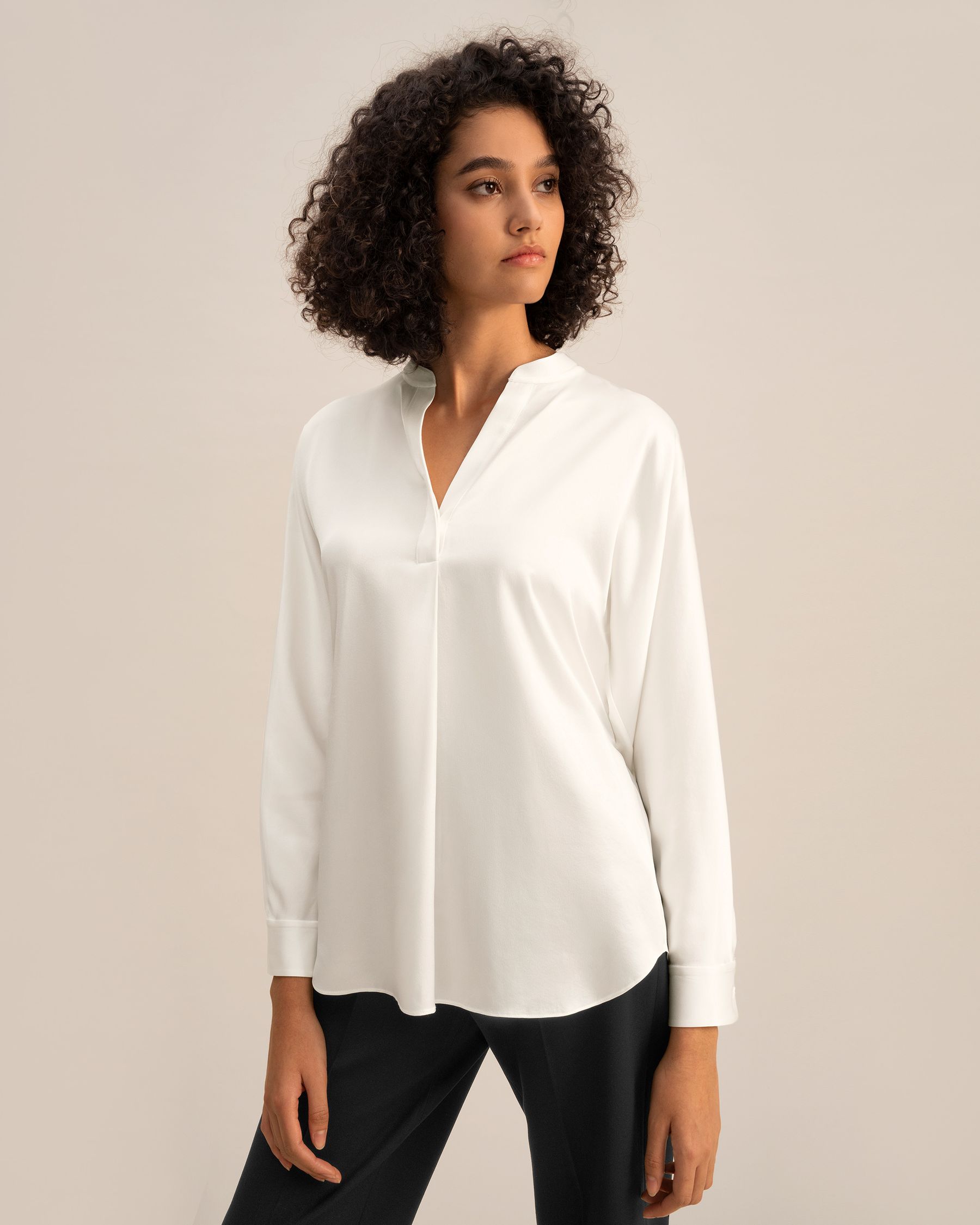 Loungeful Split Neck Silk Shirt