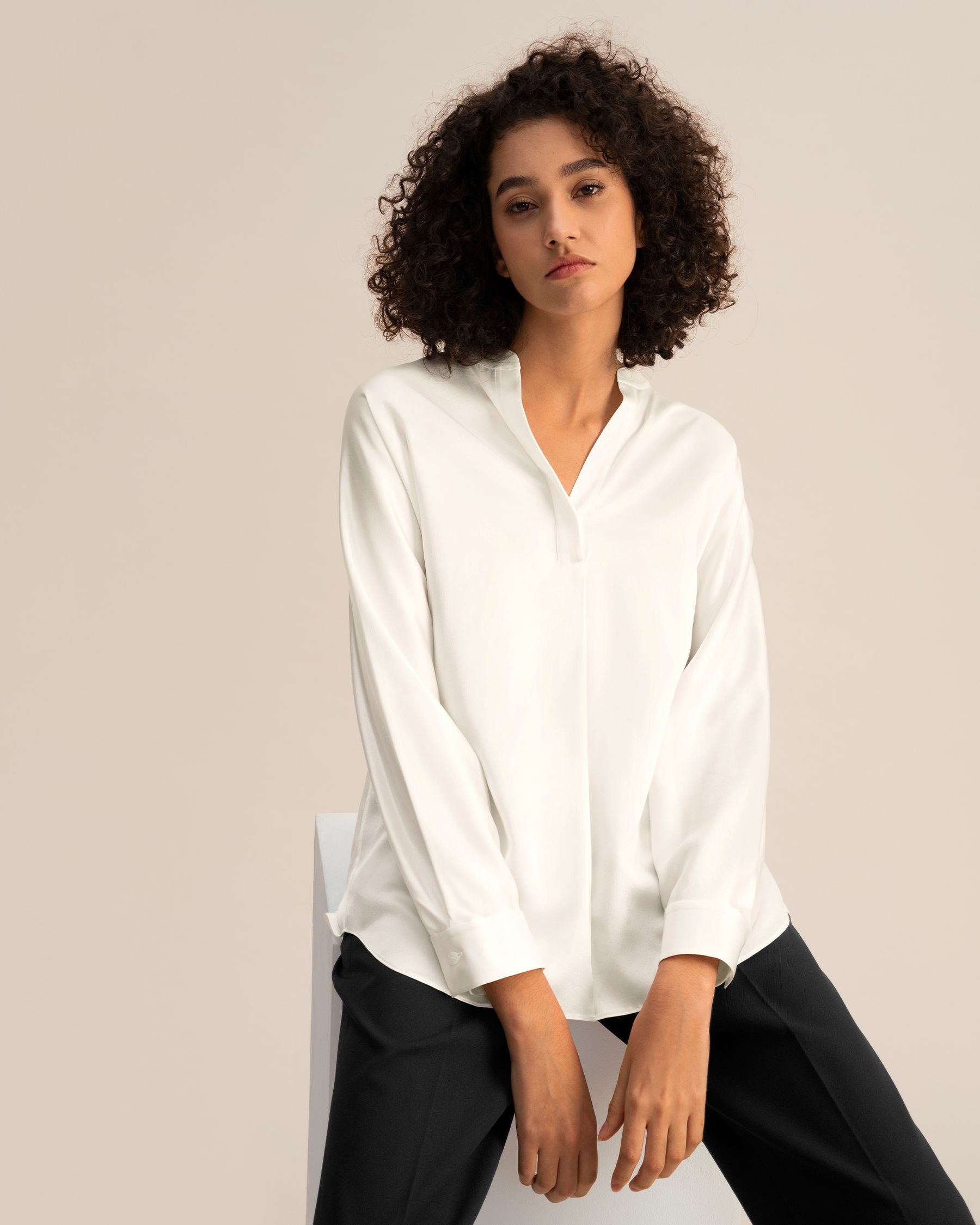 Loungeful Split Neck Silk Shirt