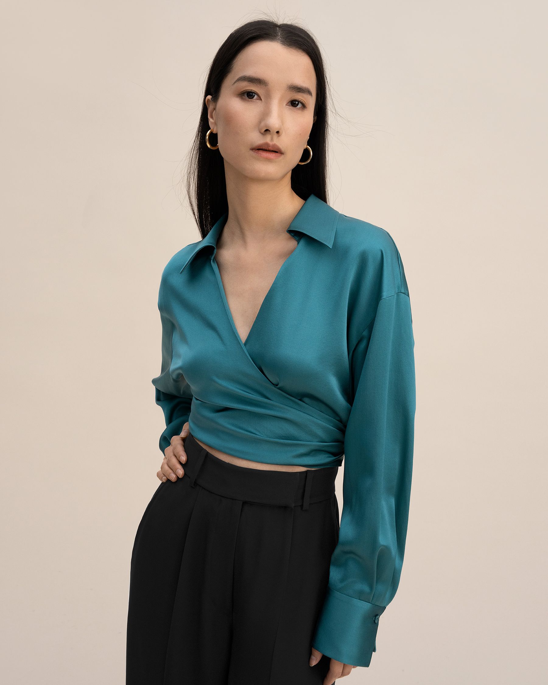 Wrapover Cropped Shirt