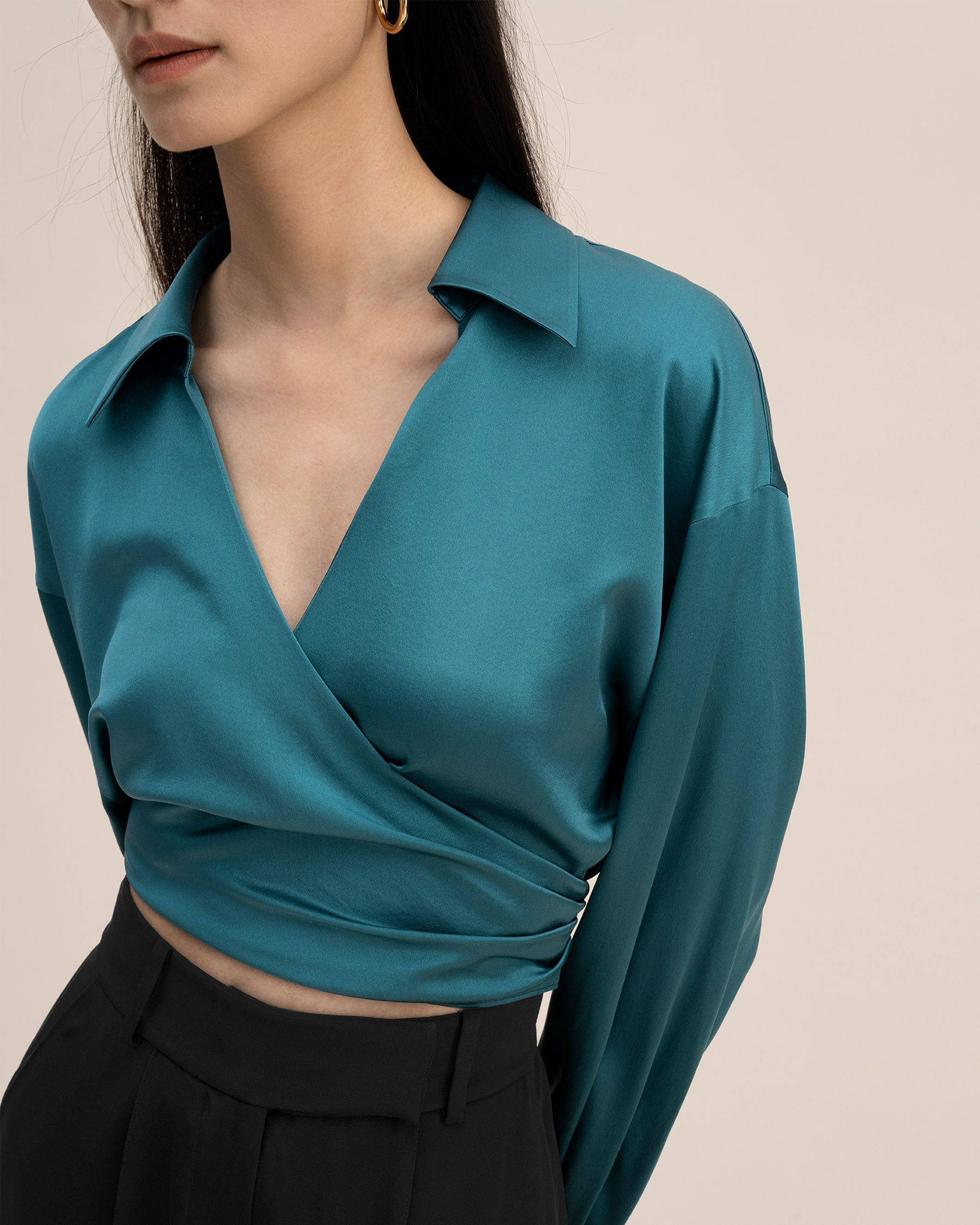 Wrapover Cropped Shirt