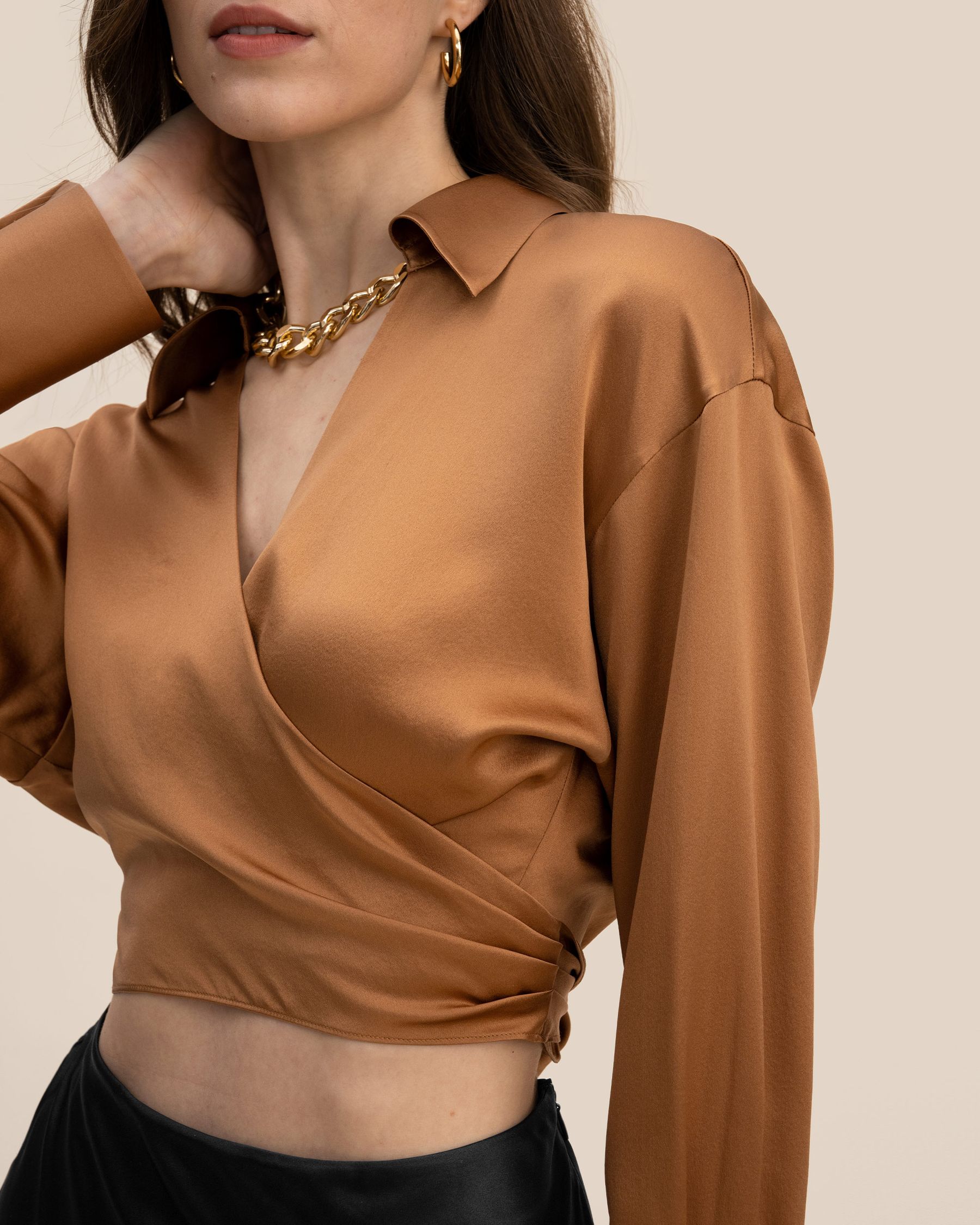 Wrapover Cropped Shirt