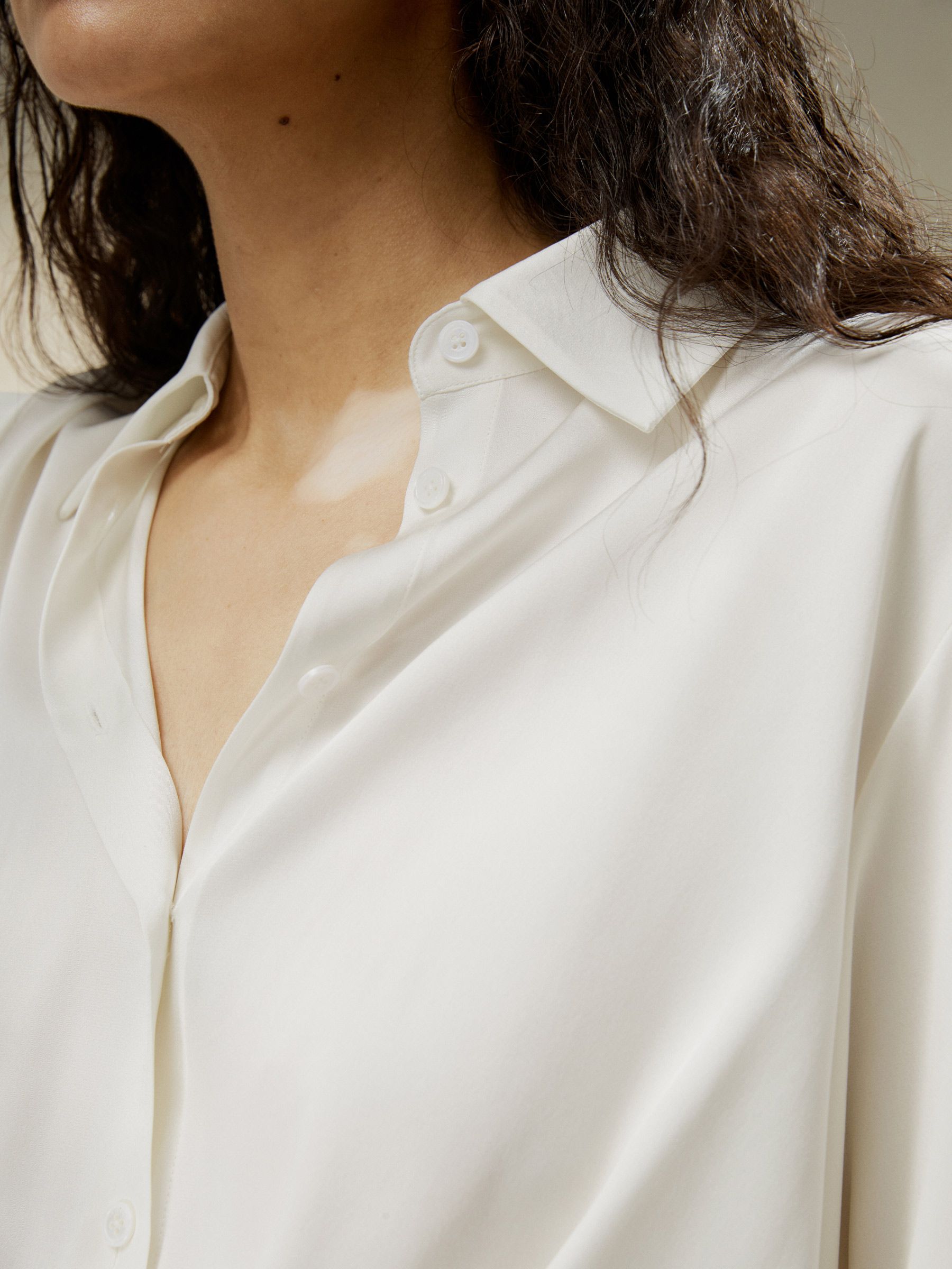 Hem Pleated Silk Blouse