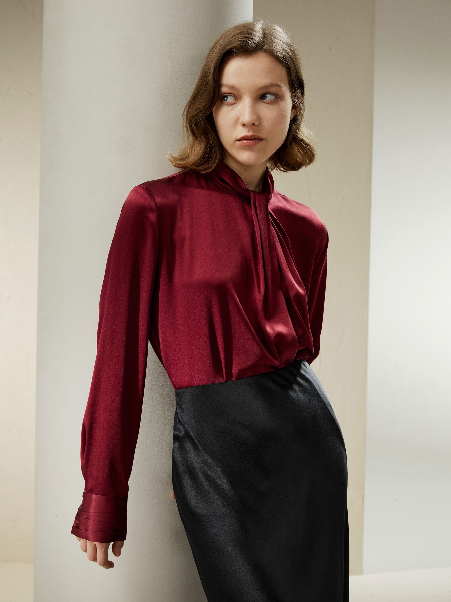 Asymmetrical Embellished Pleats Shirt