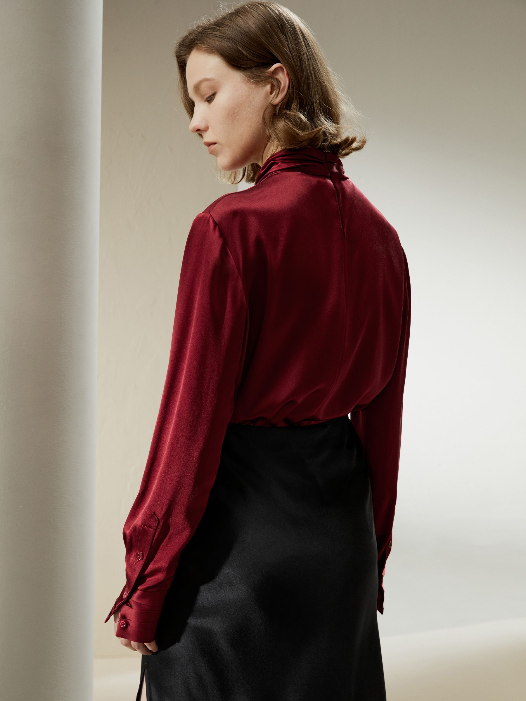 Asymmetrical Embellished Pleats Shirt