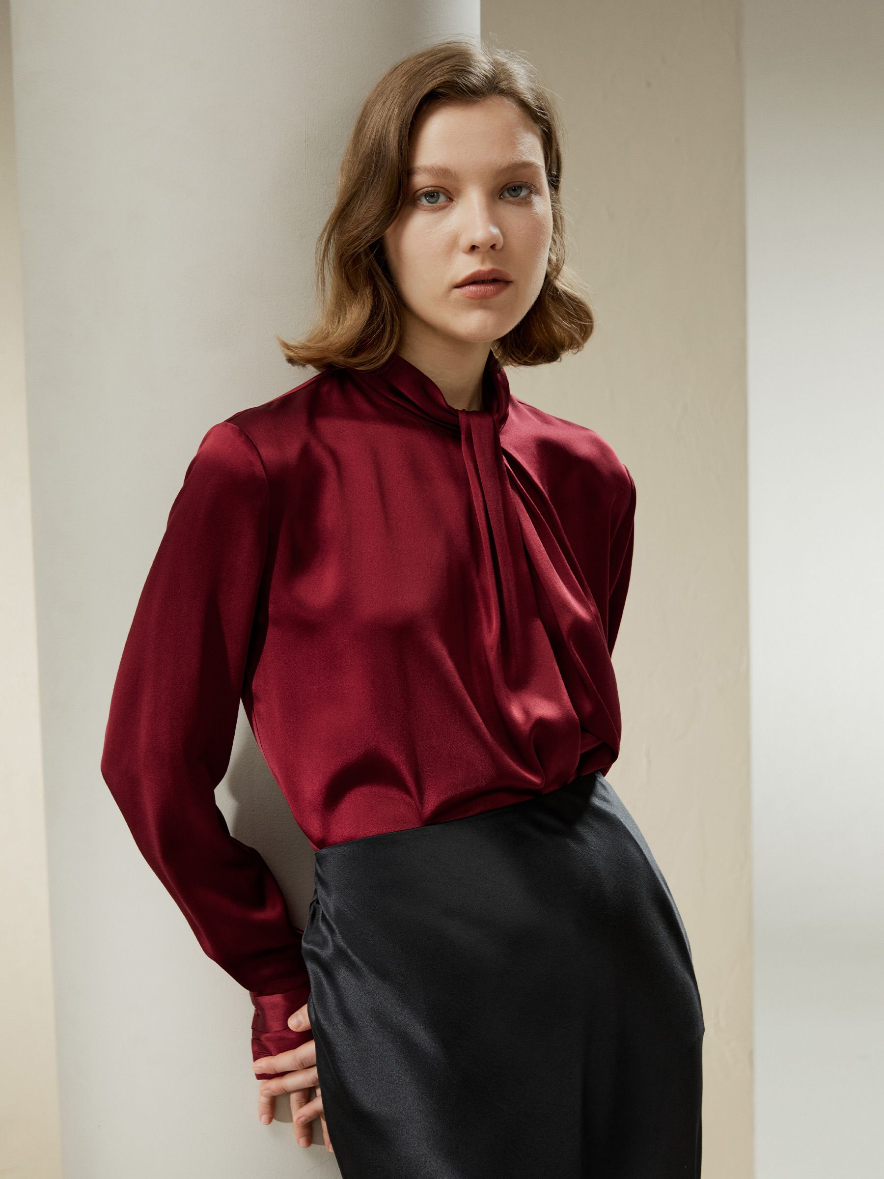 Asymmetrical Embellished Pleats Shirt