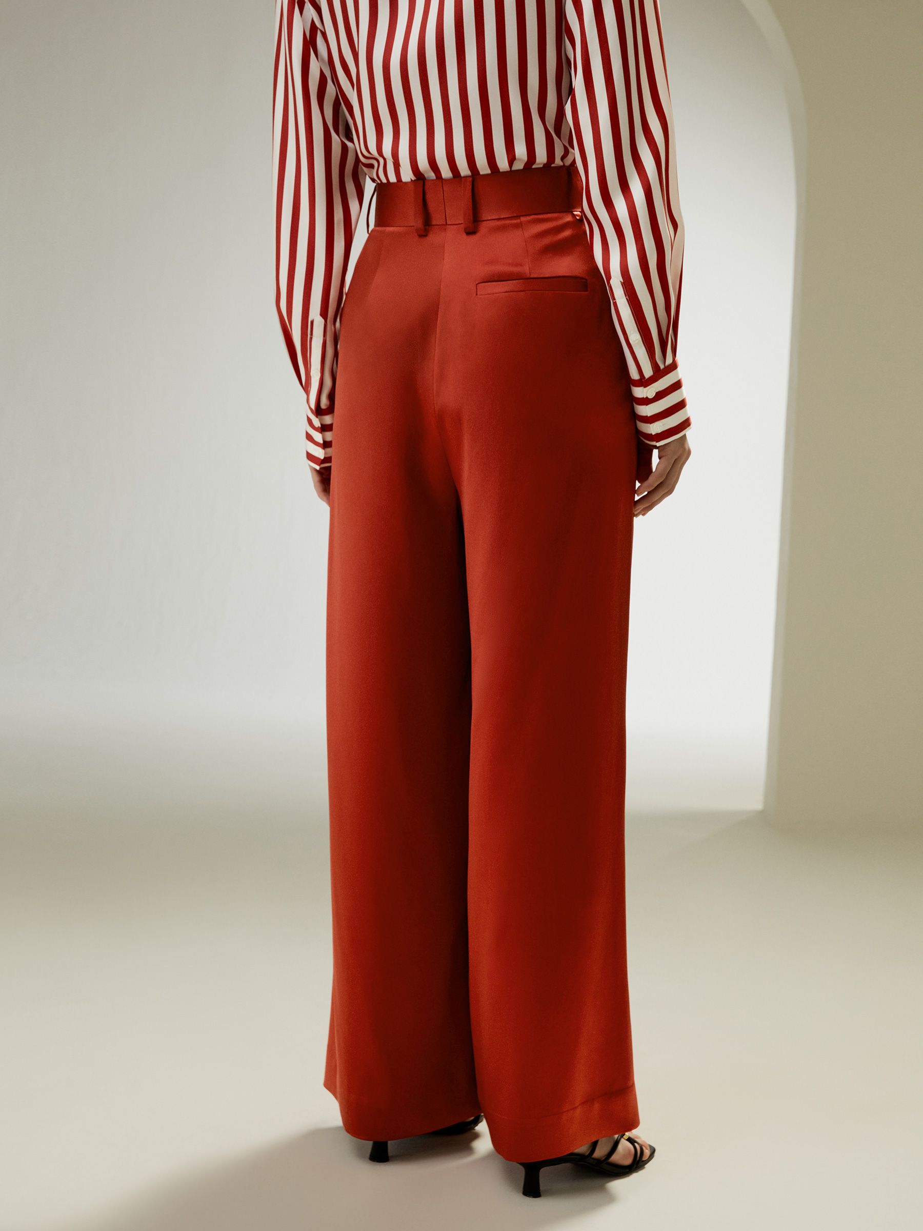 High-Waisted Wide Leg Dense Silk Pants