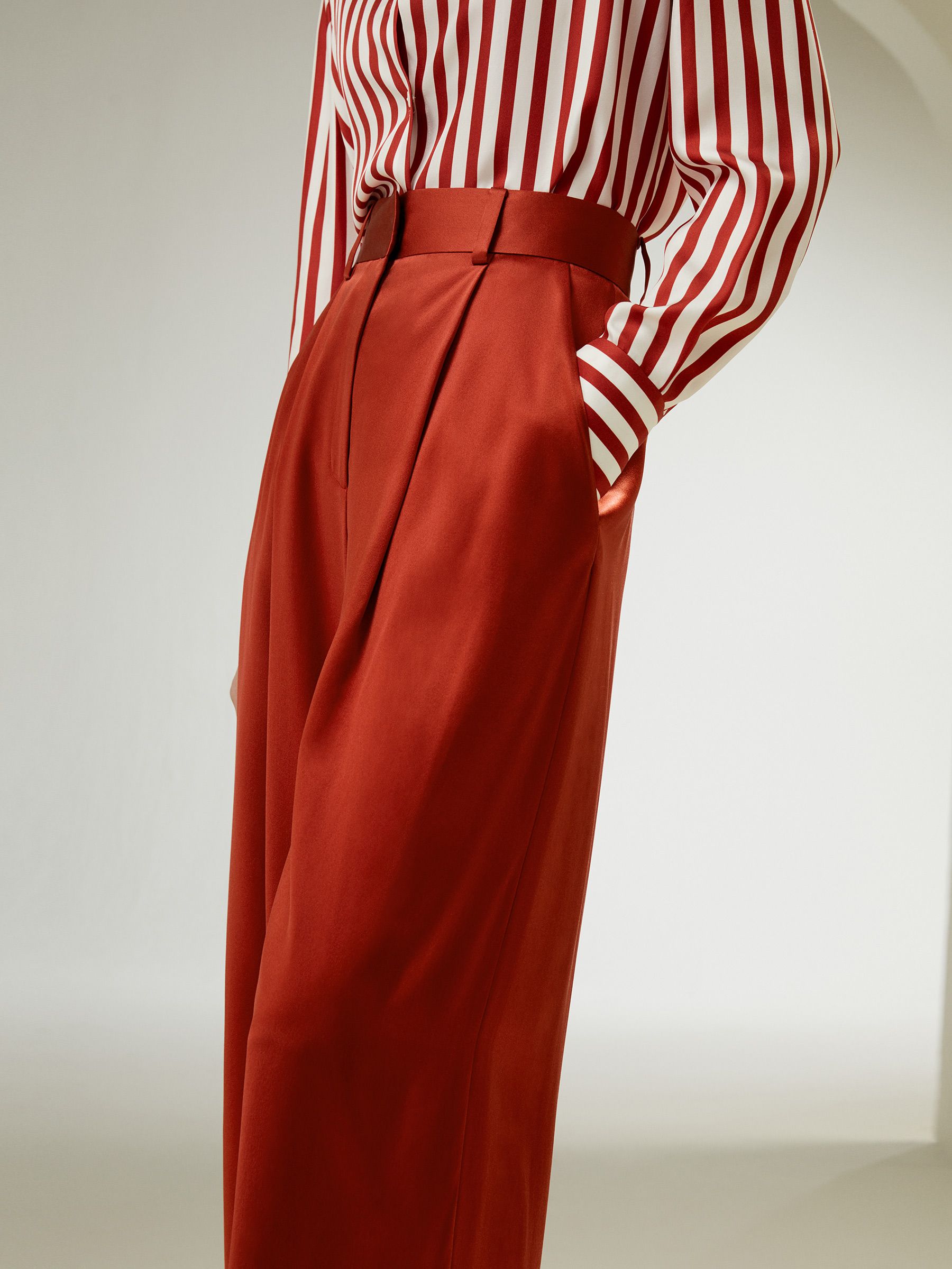 High-Waisted Wide Leg Dense Silk Pants