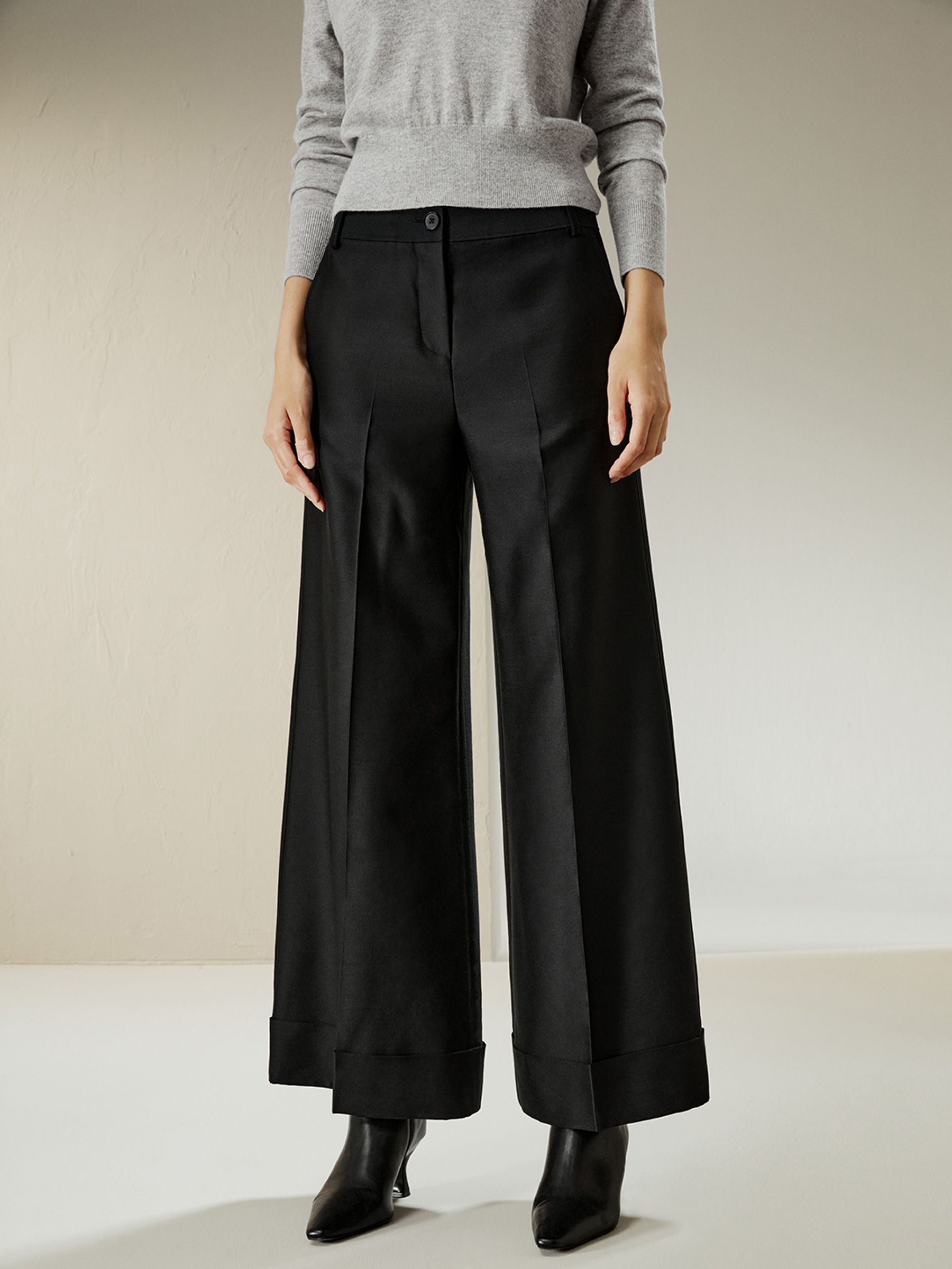 Wide leg Wool Trousers