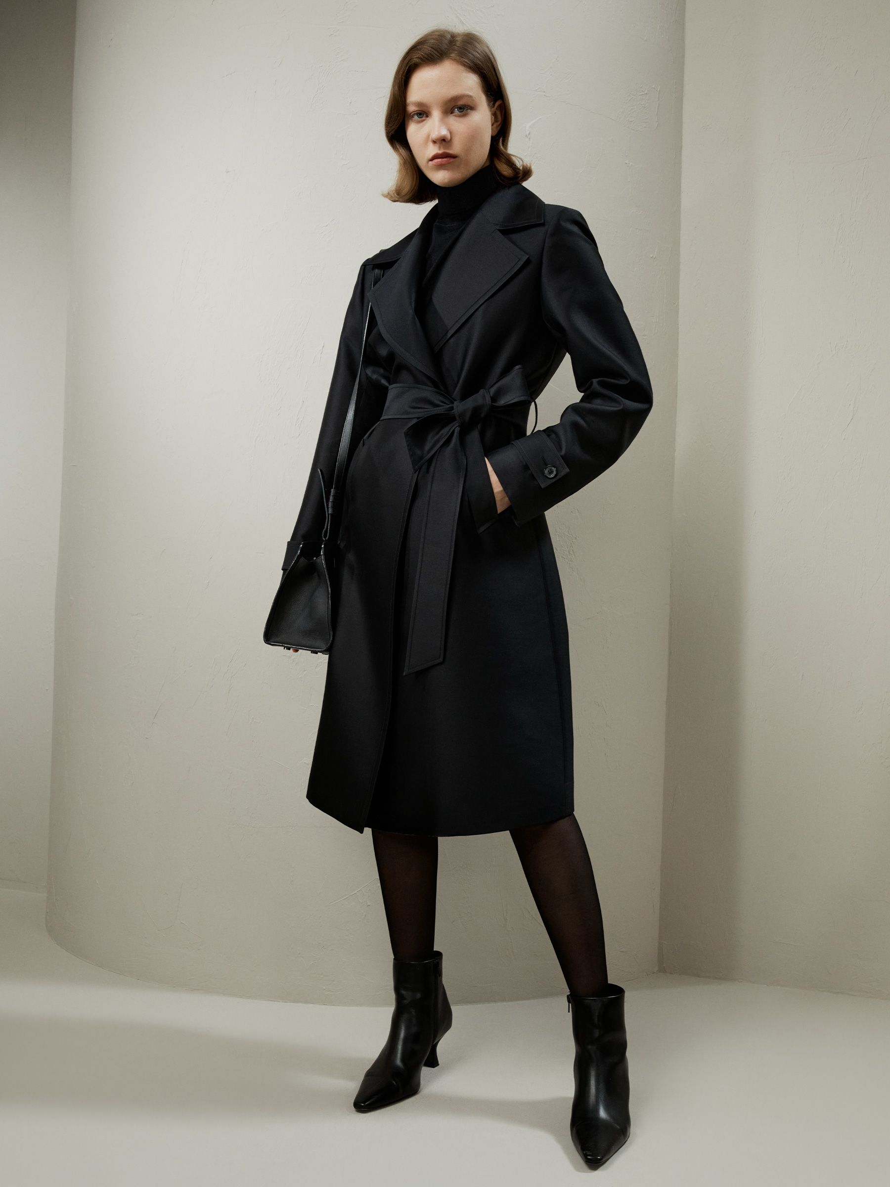 Silke-ull blandad trenchcoat