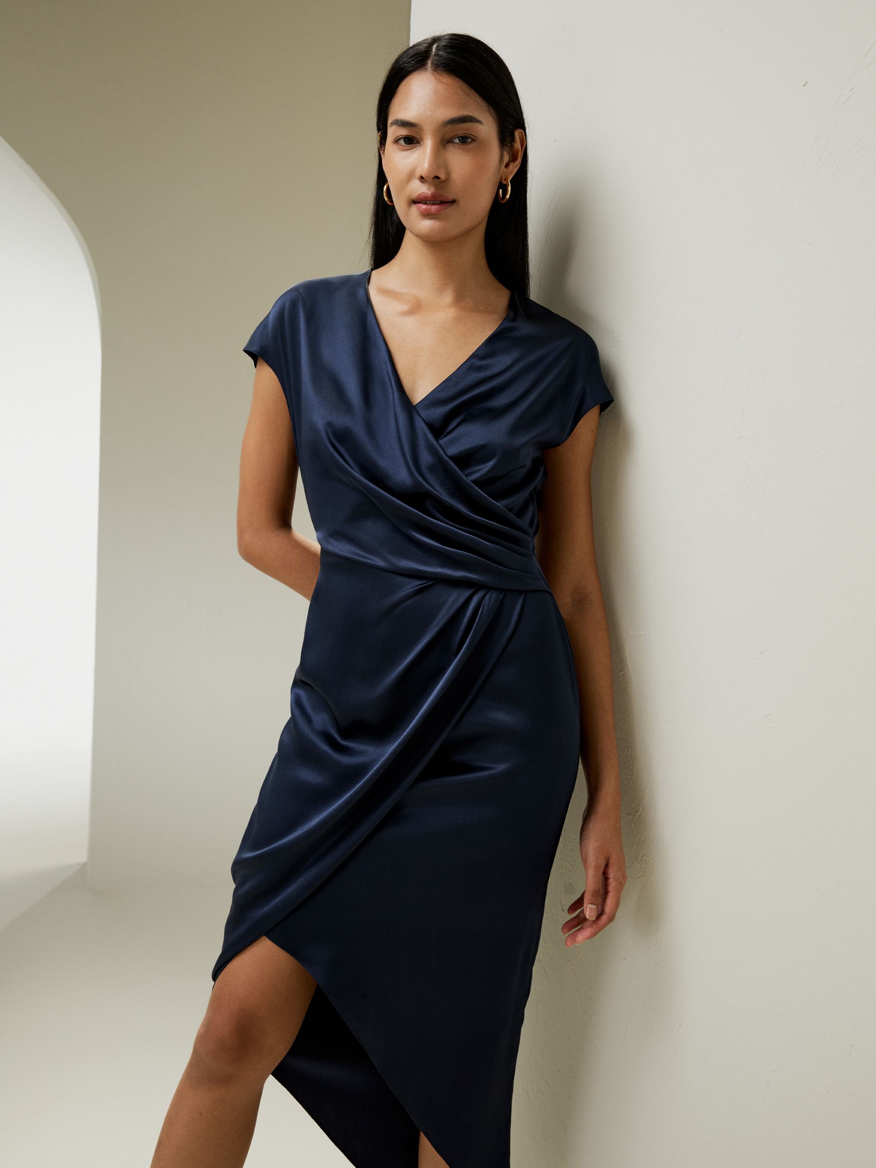 Draped Silk Midi-Dress