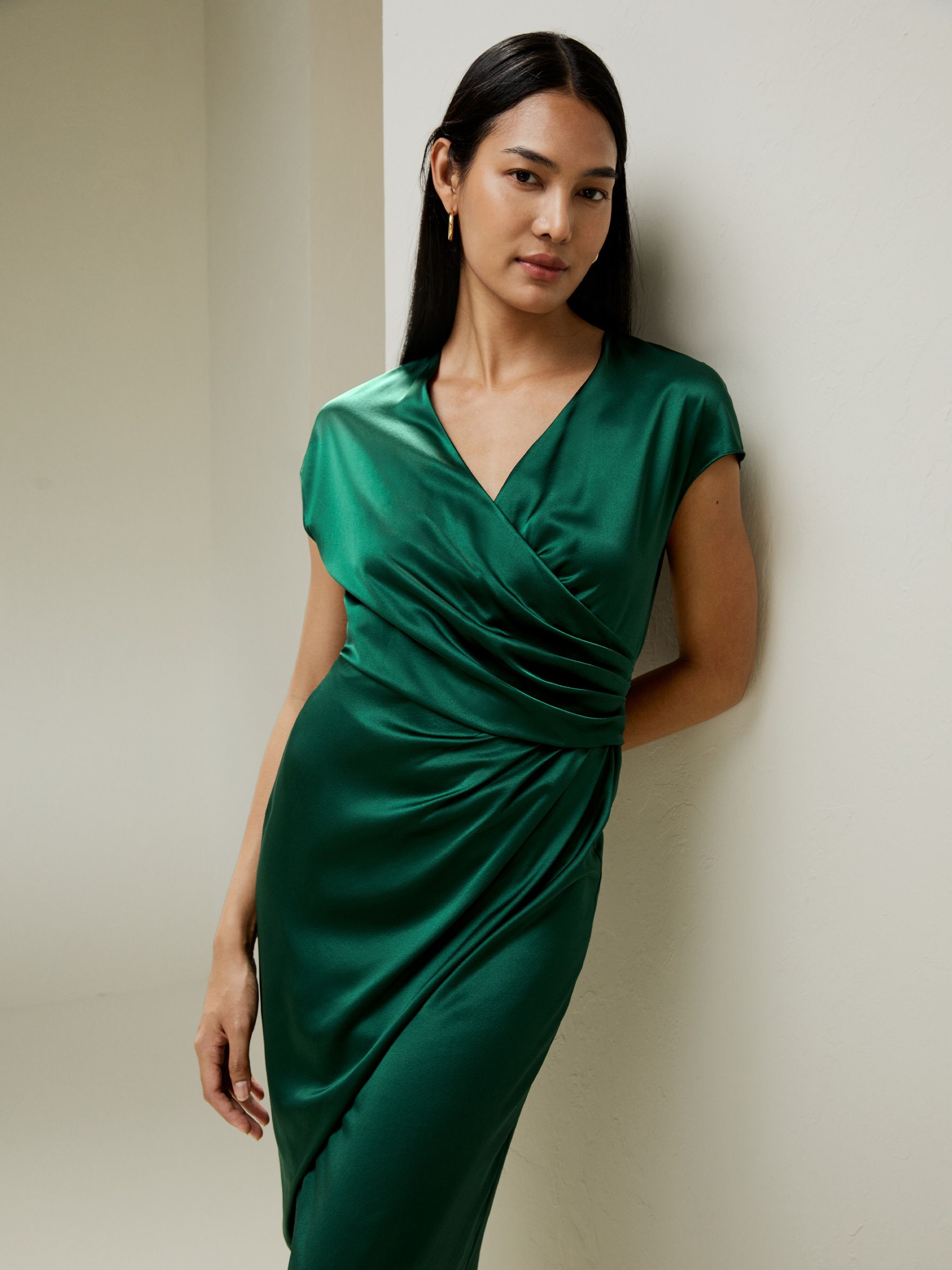 Draped Silk Midi-Dress