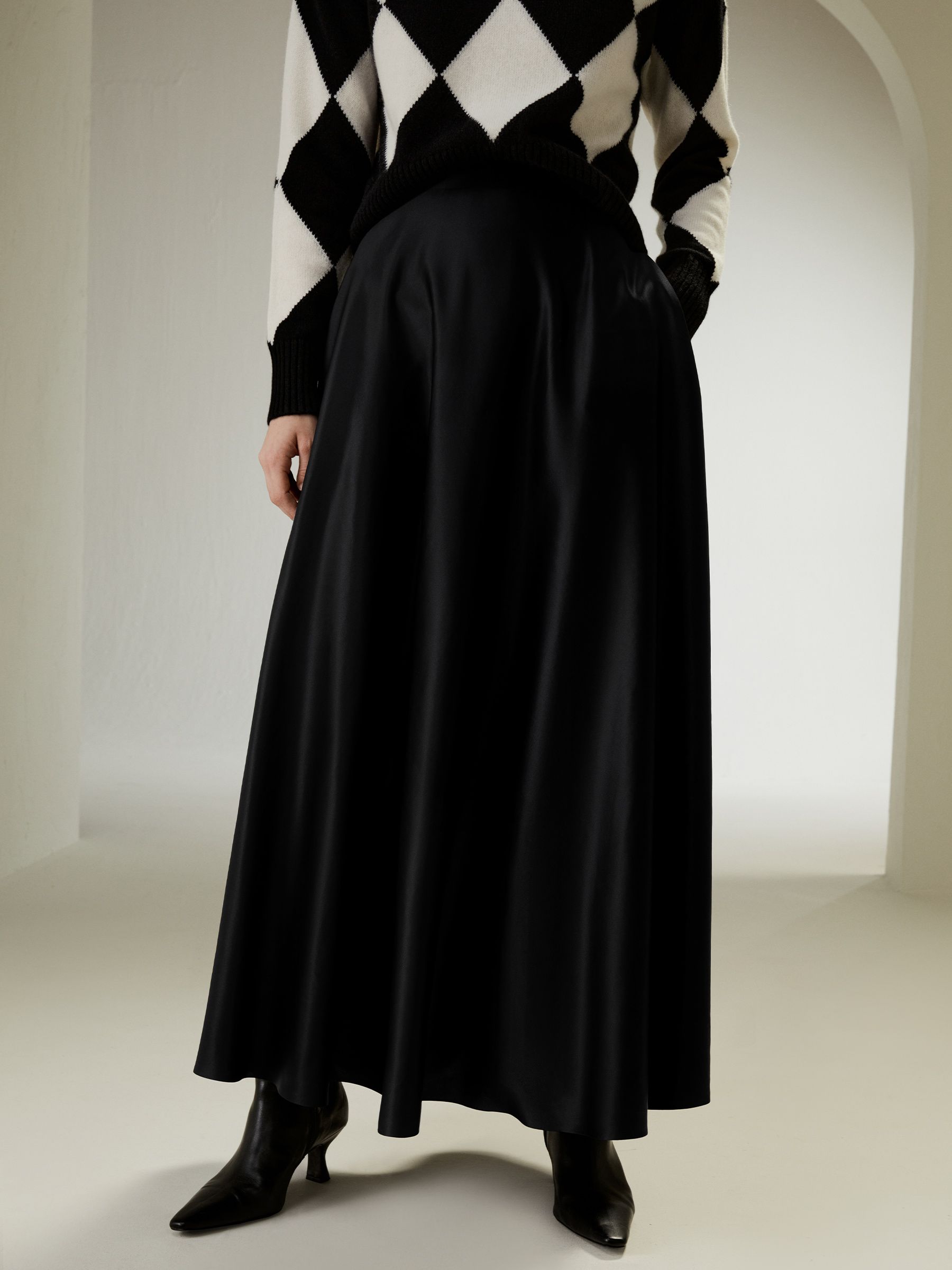 A-Line Silk Maxi Skirt