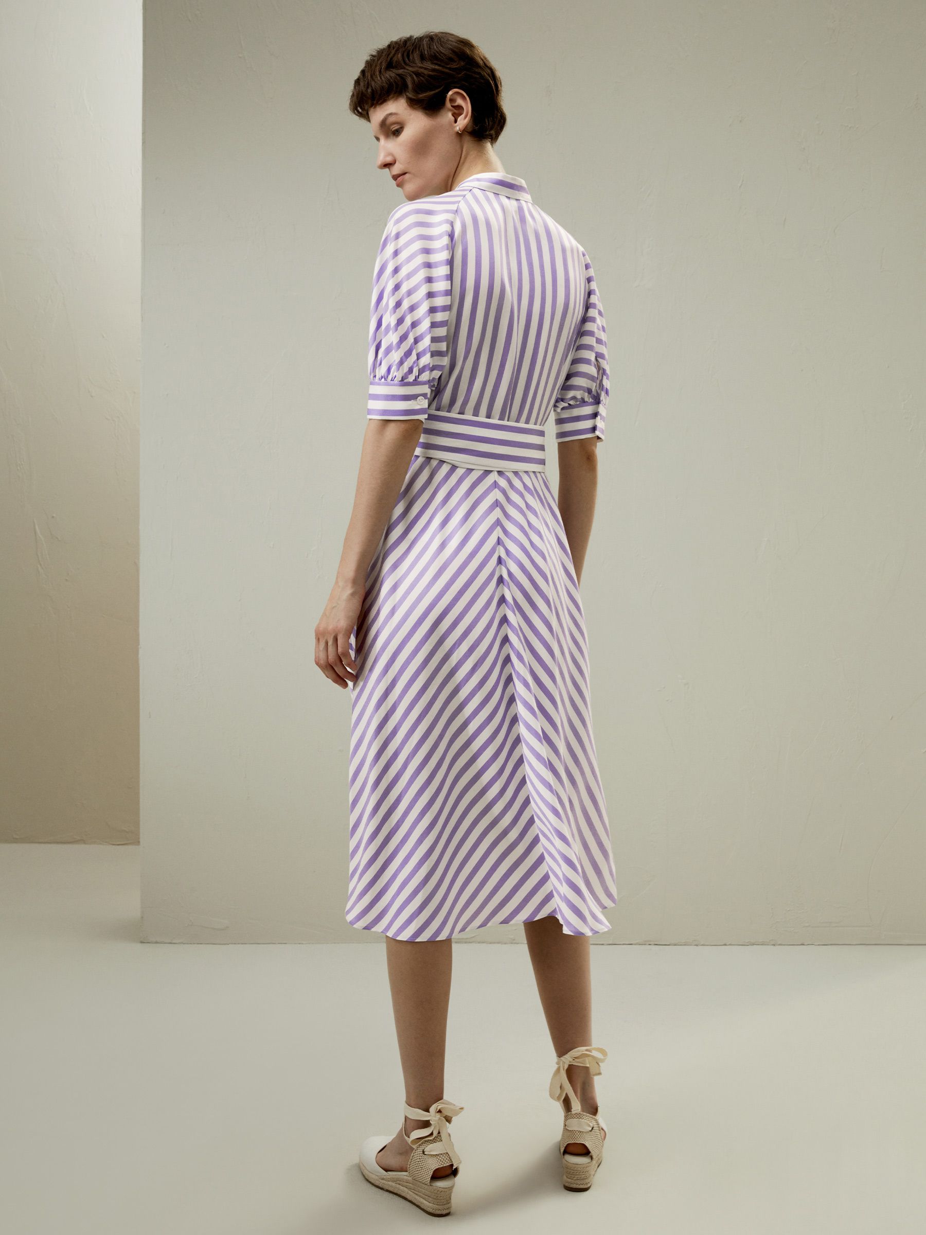 Lavender Striped Silk Shirtdress