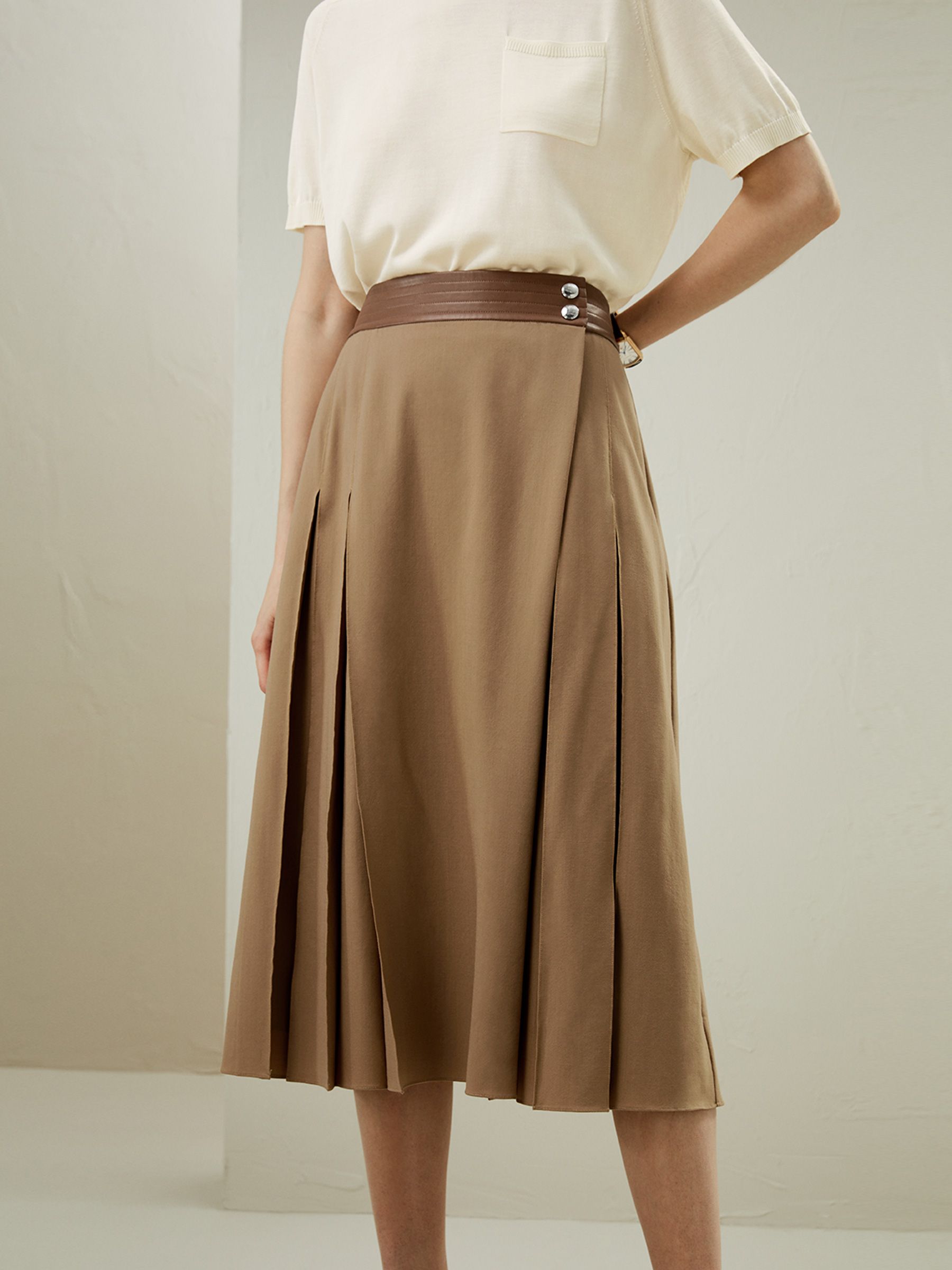 Merino Wool Wrap Midi Skirt