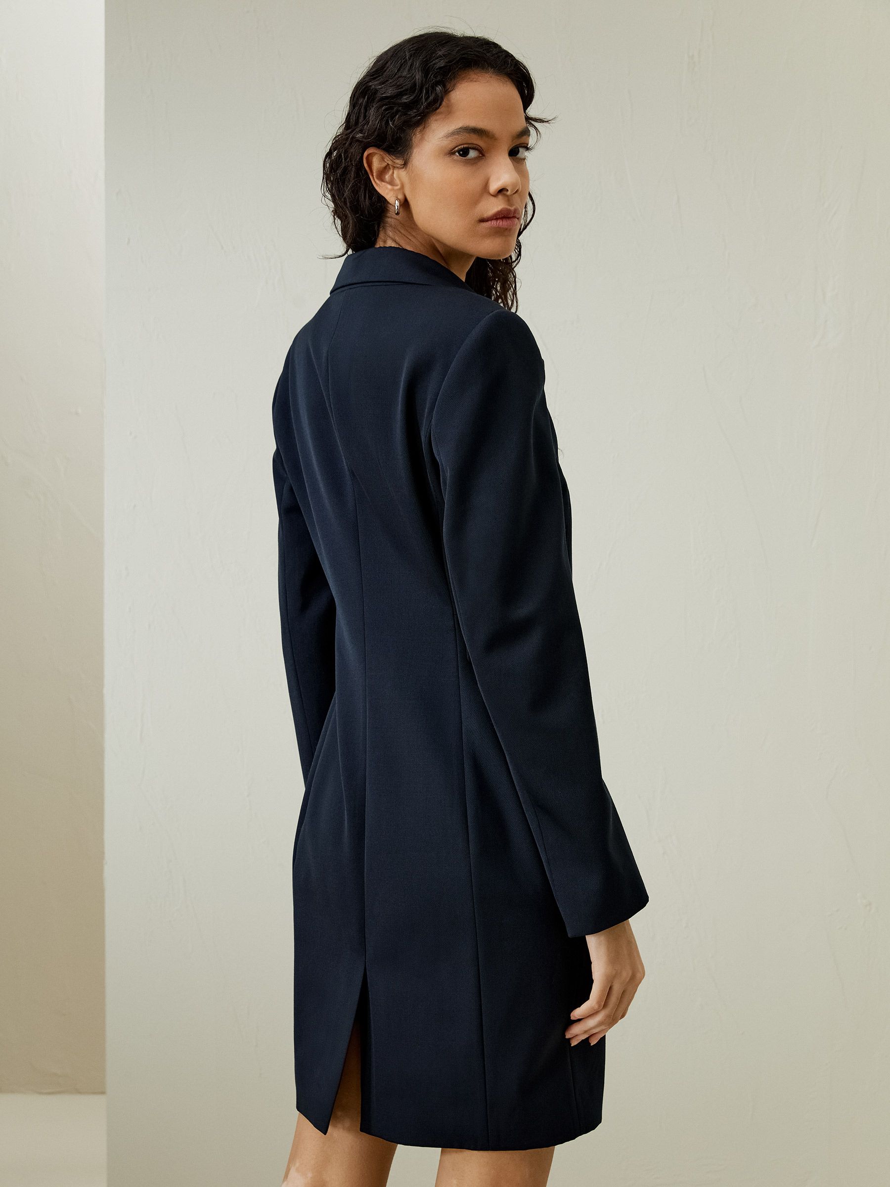 Tailored Double-Breasted Dress Coat