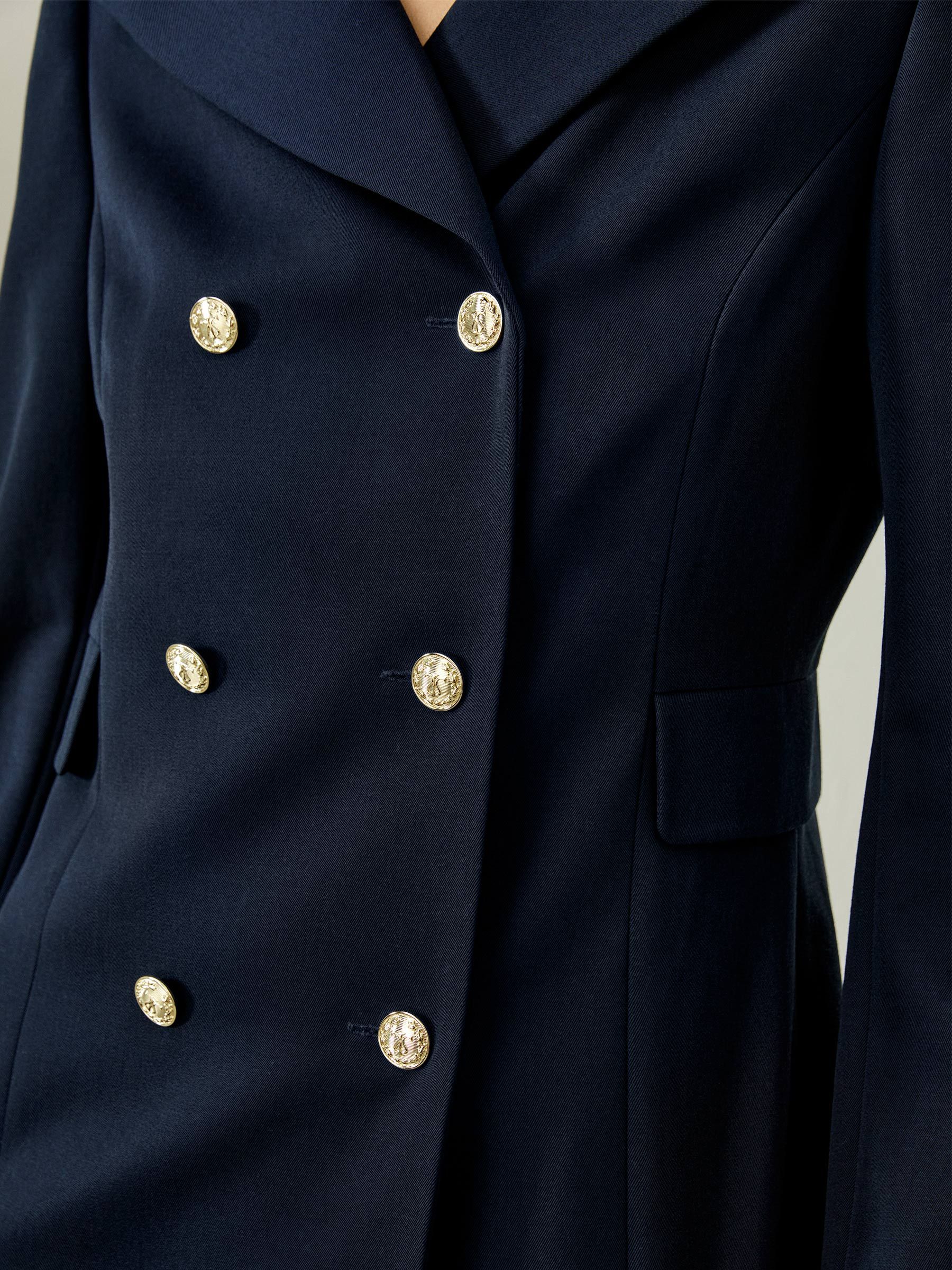 Tailored Double-Breasted Dress Coat