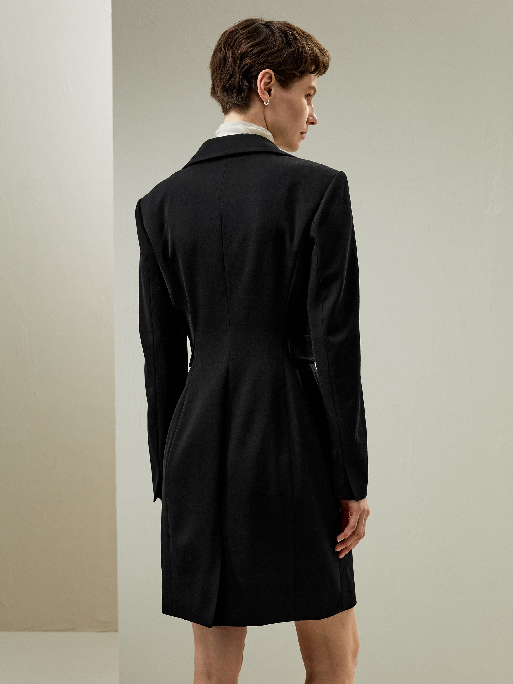 Tailored Double-Breasted Dress Coat