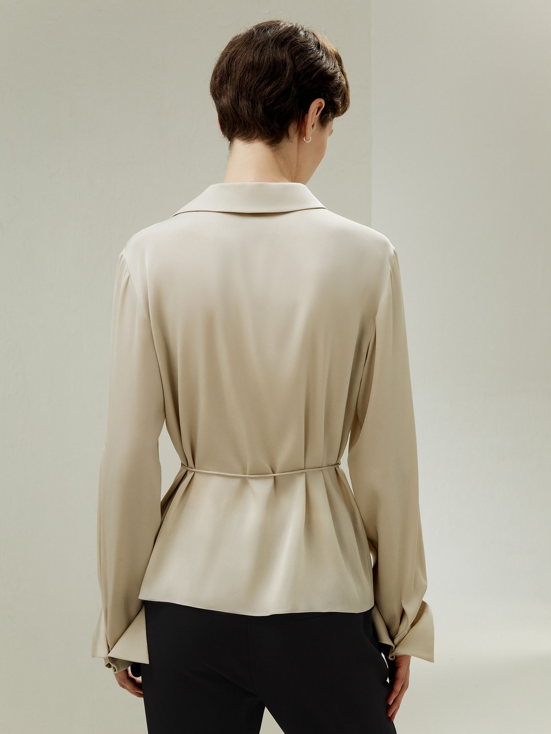 Asymmetrical Shirt with Waist Tie