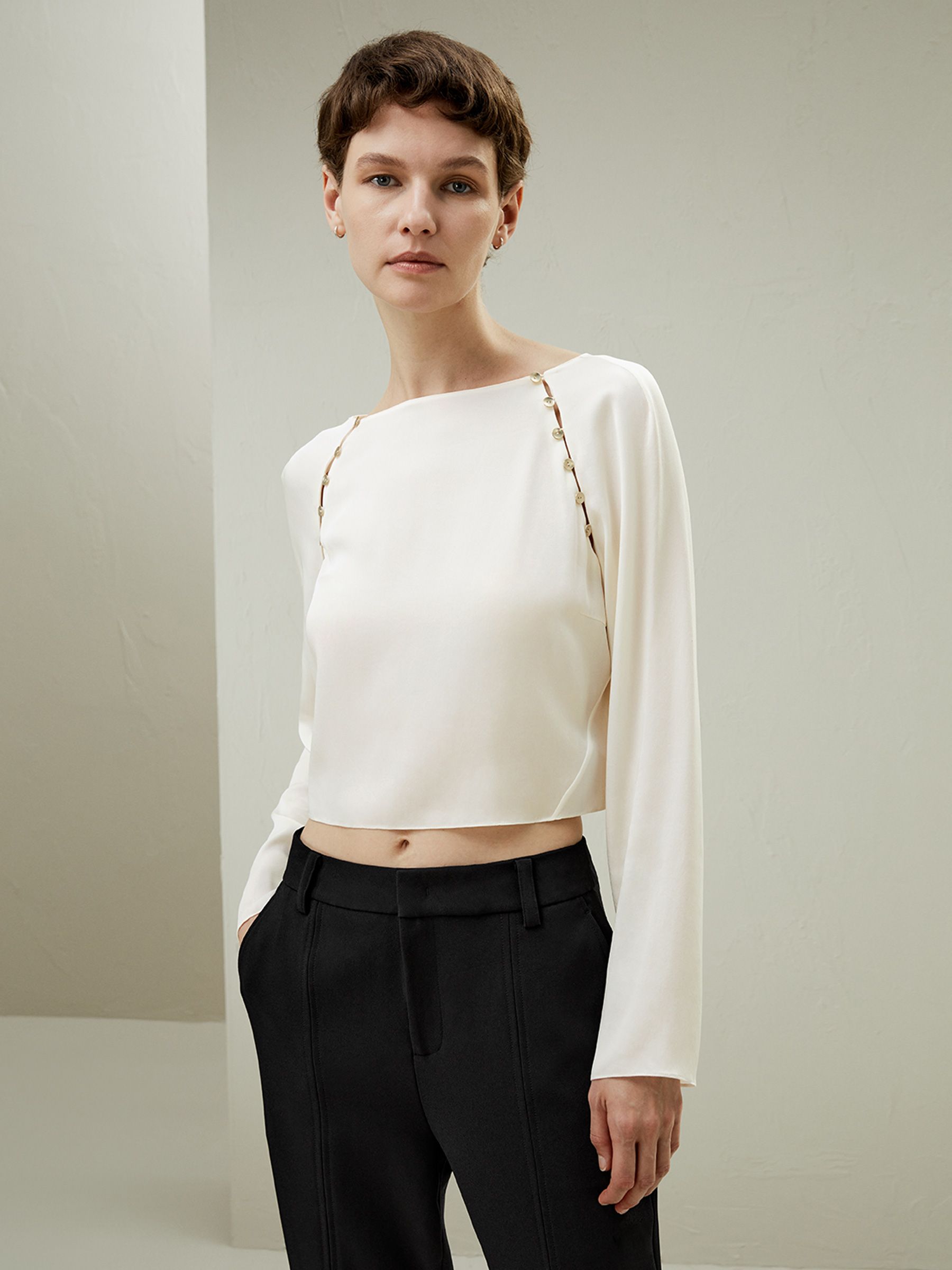 Cropped Pullover Silk Top