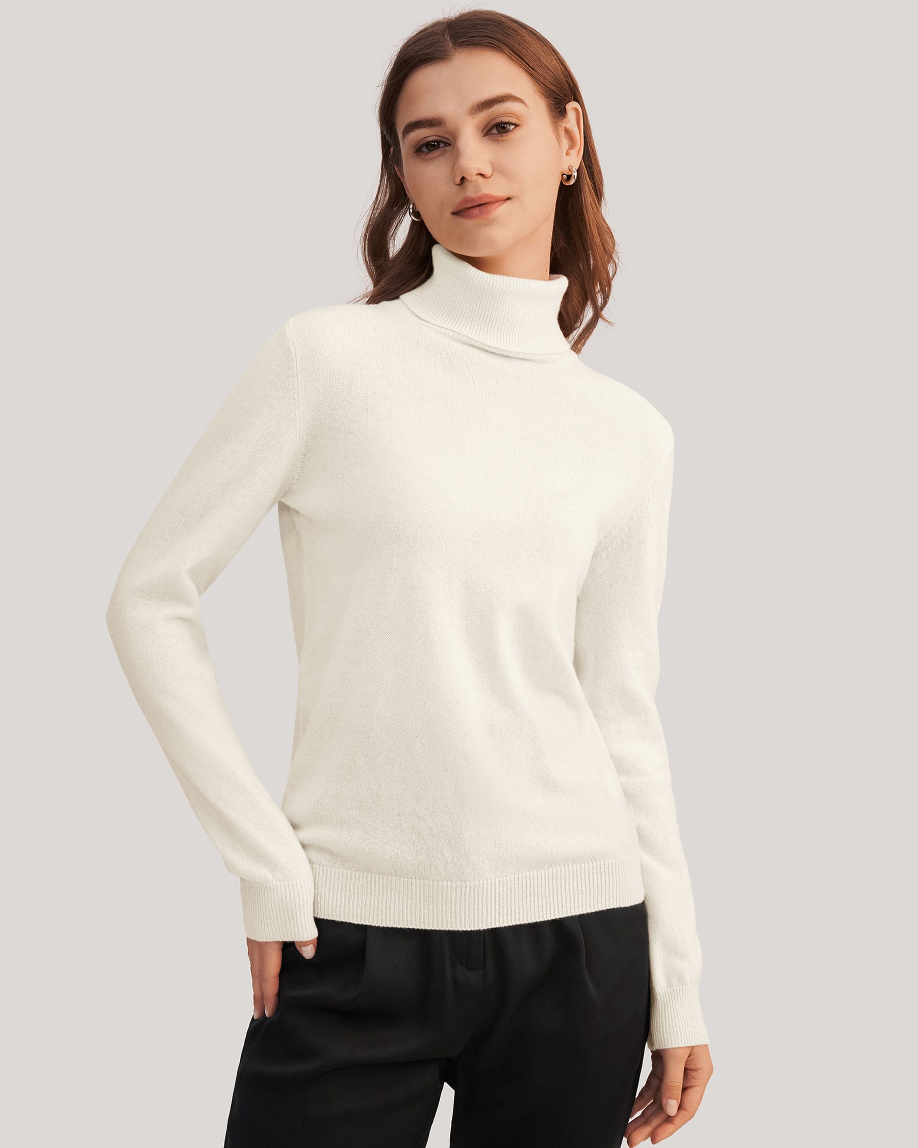 Pure Cashmere Turtleneck Sweater For Women