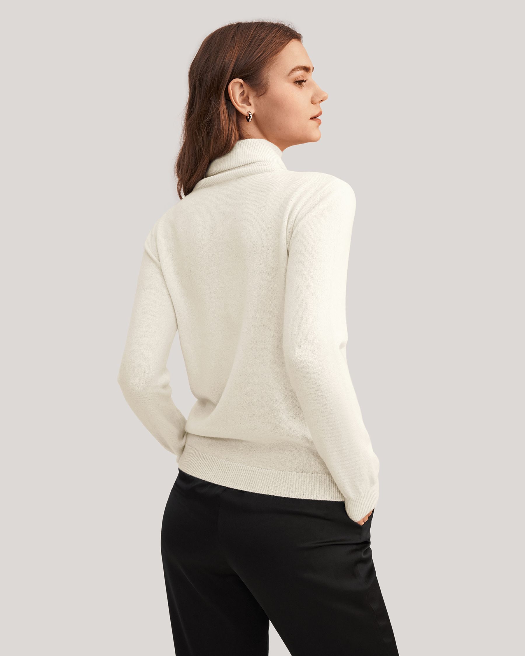 Pure Cashmere Turtleneck Sweater For Women