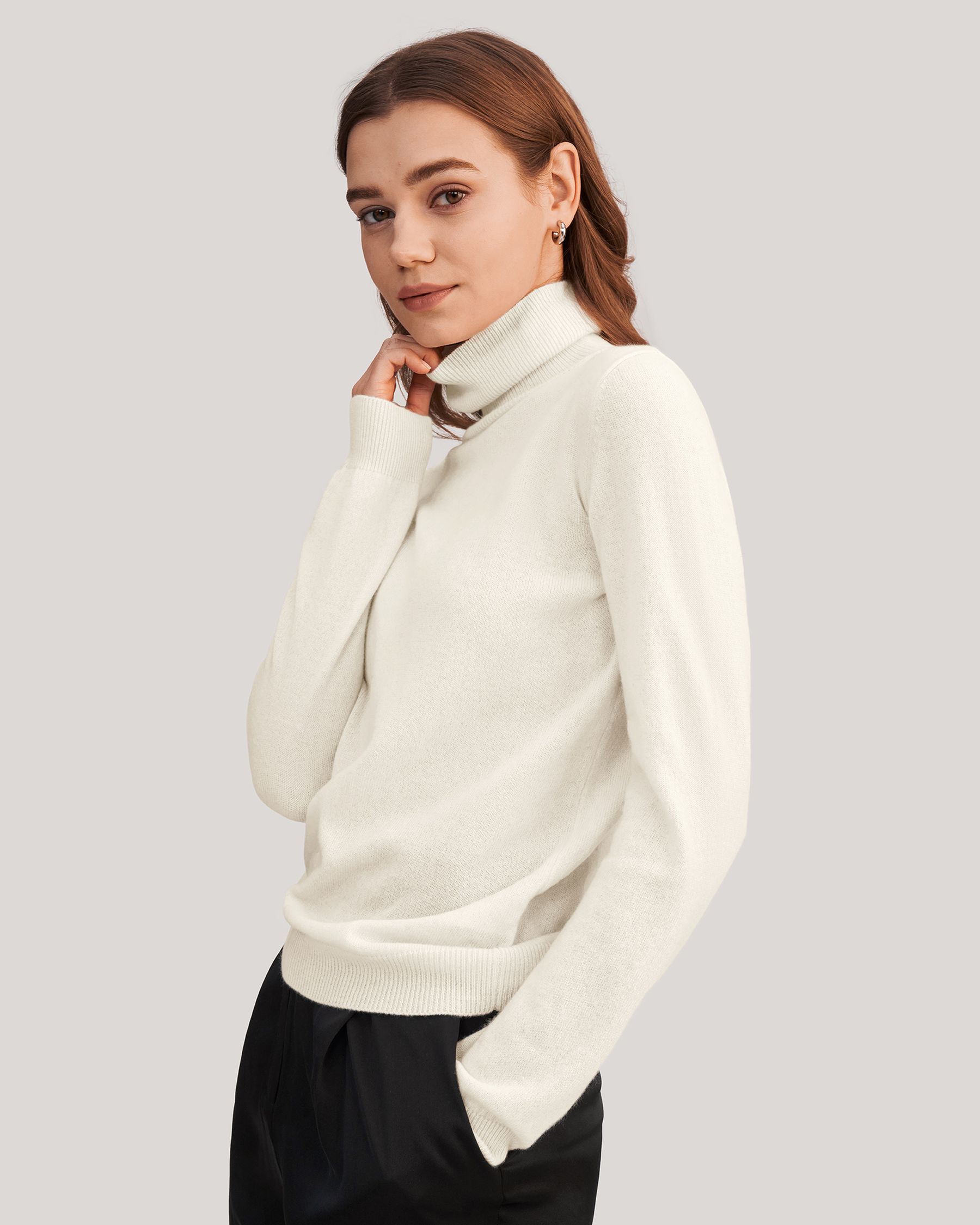 Pure Cashmere Turtleneck Sweater For Women