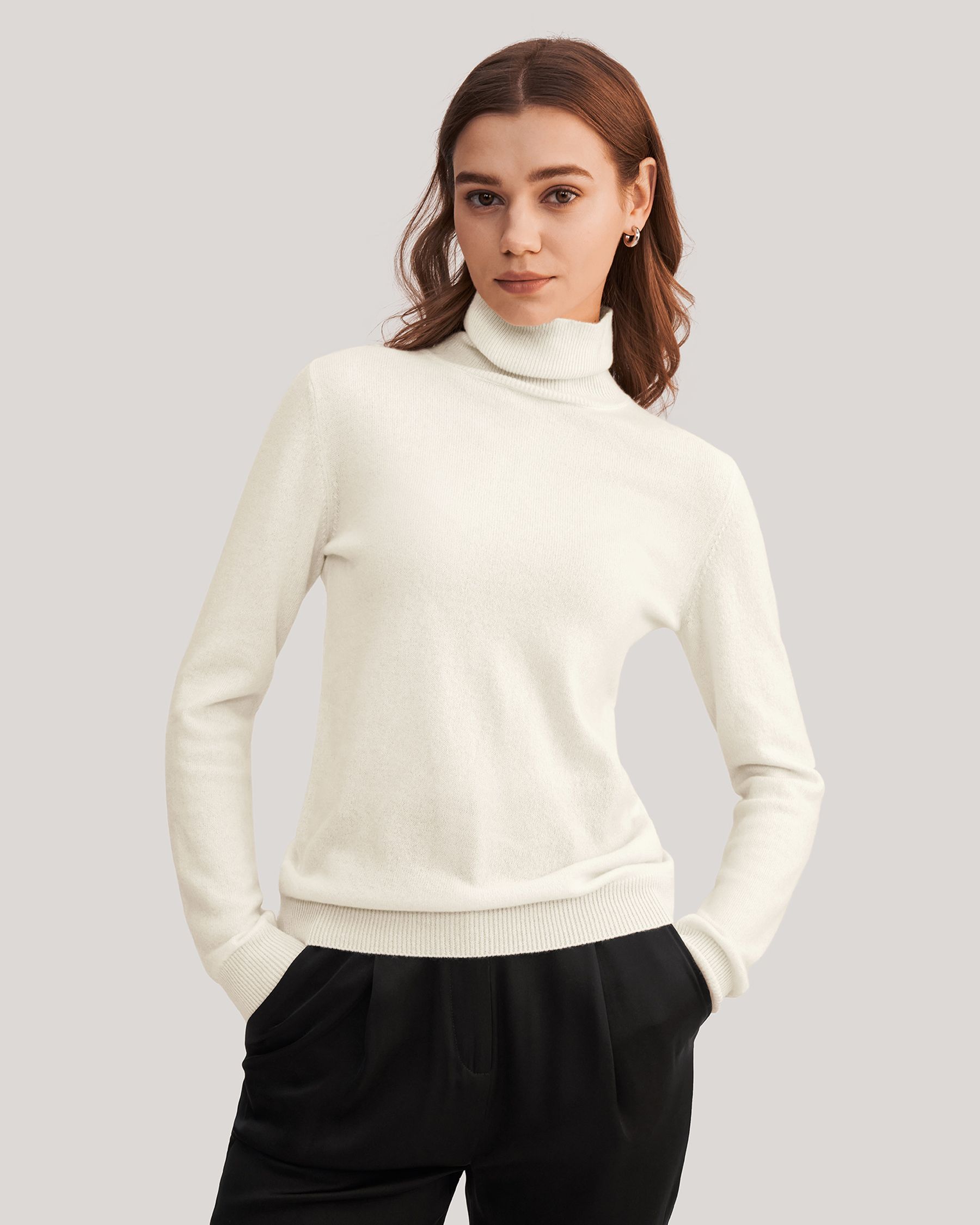 Pure Cashmere Turtleneck Sweater For Women