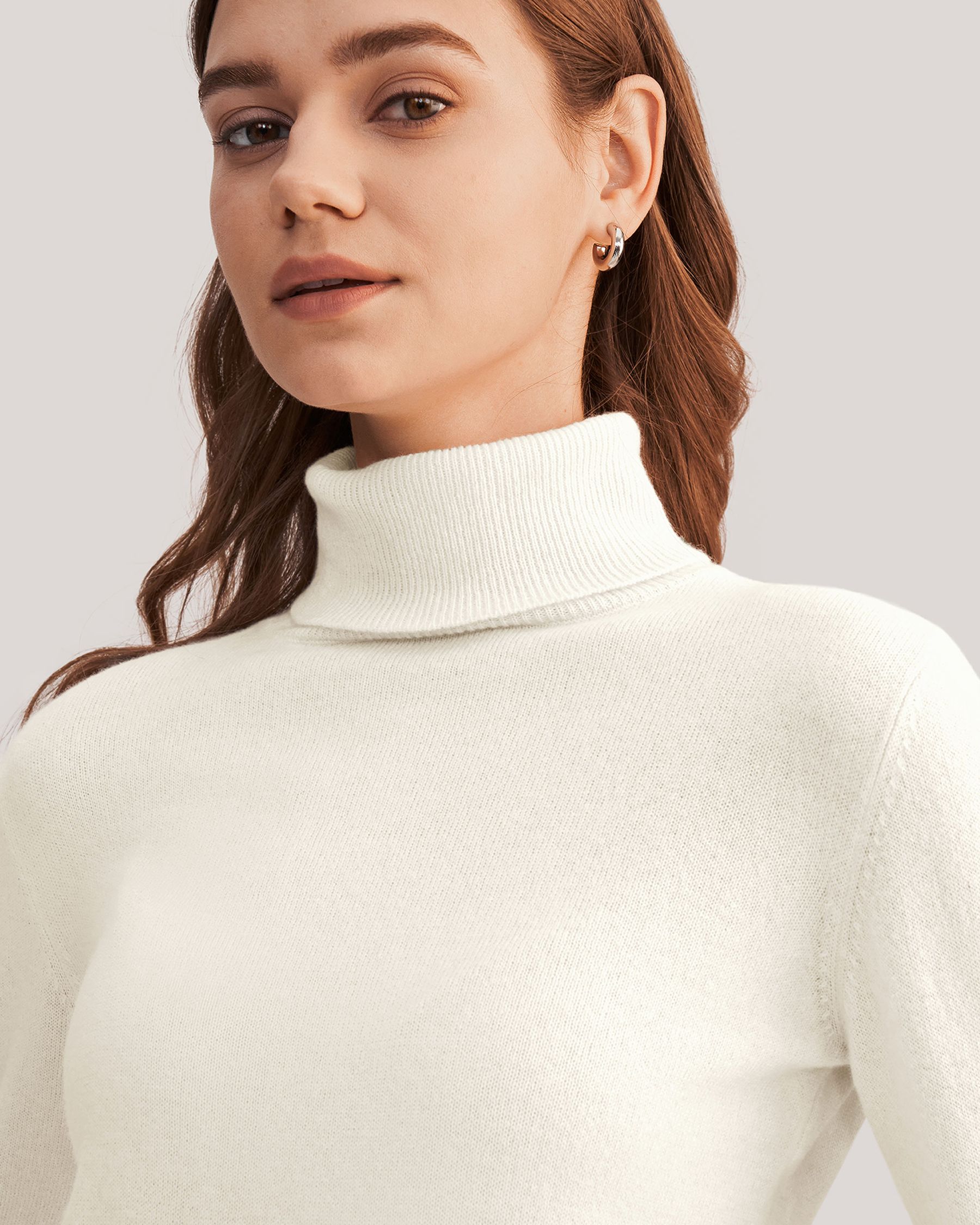 Pure Cashmere Turtleneck Sweater For Women